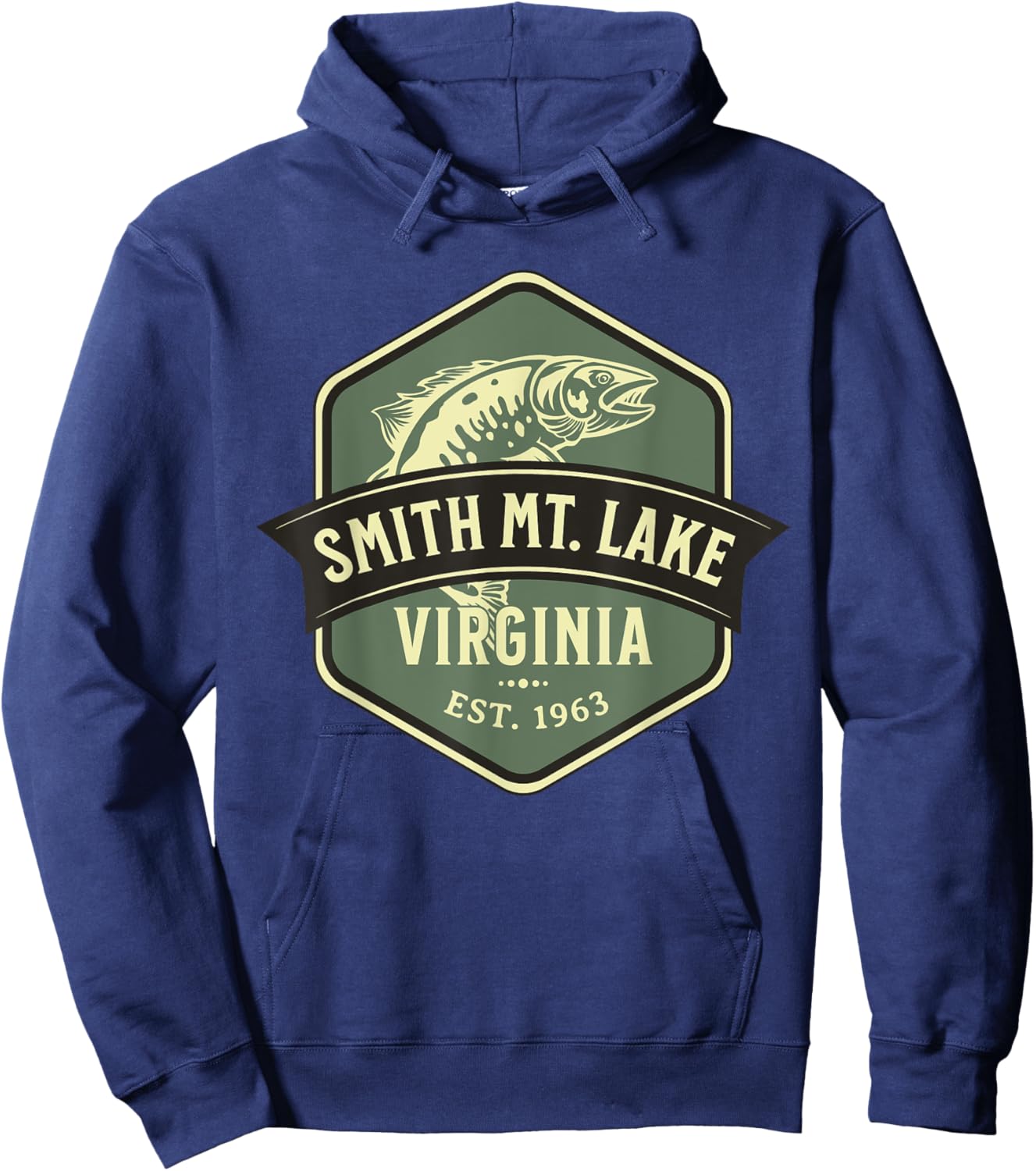Smith Mountain Lake Virginia 1963 Fish Design Hoodie - Hoodie | Navy
