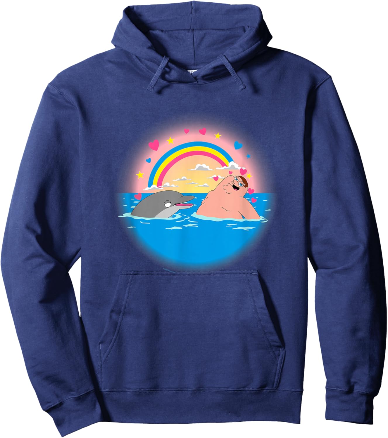 Family Guy Peter Dolphin & Rainbow Hoodie - Hoodie | Navy