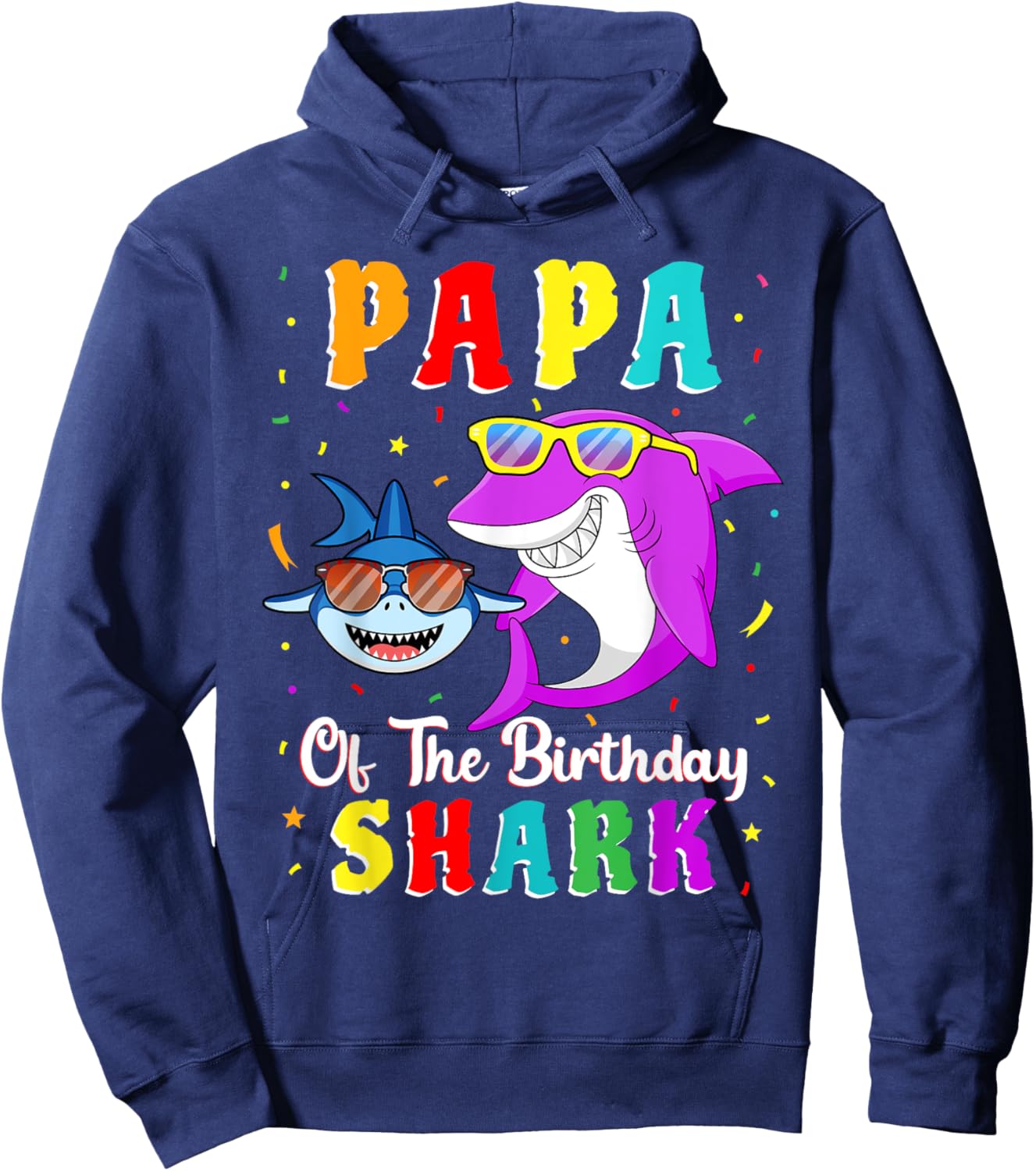 Papa Of The Shark Birthday Family Matching Birthday Son Hoodie - Hoodie | Navy