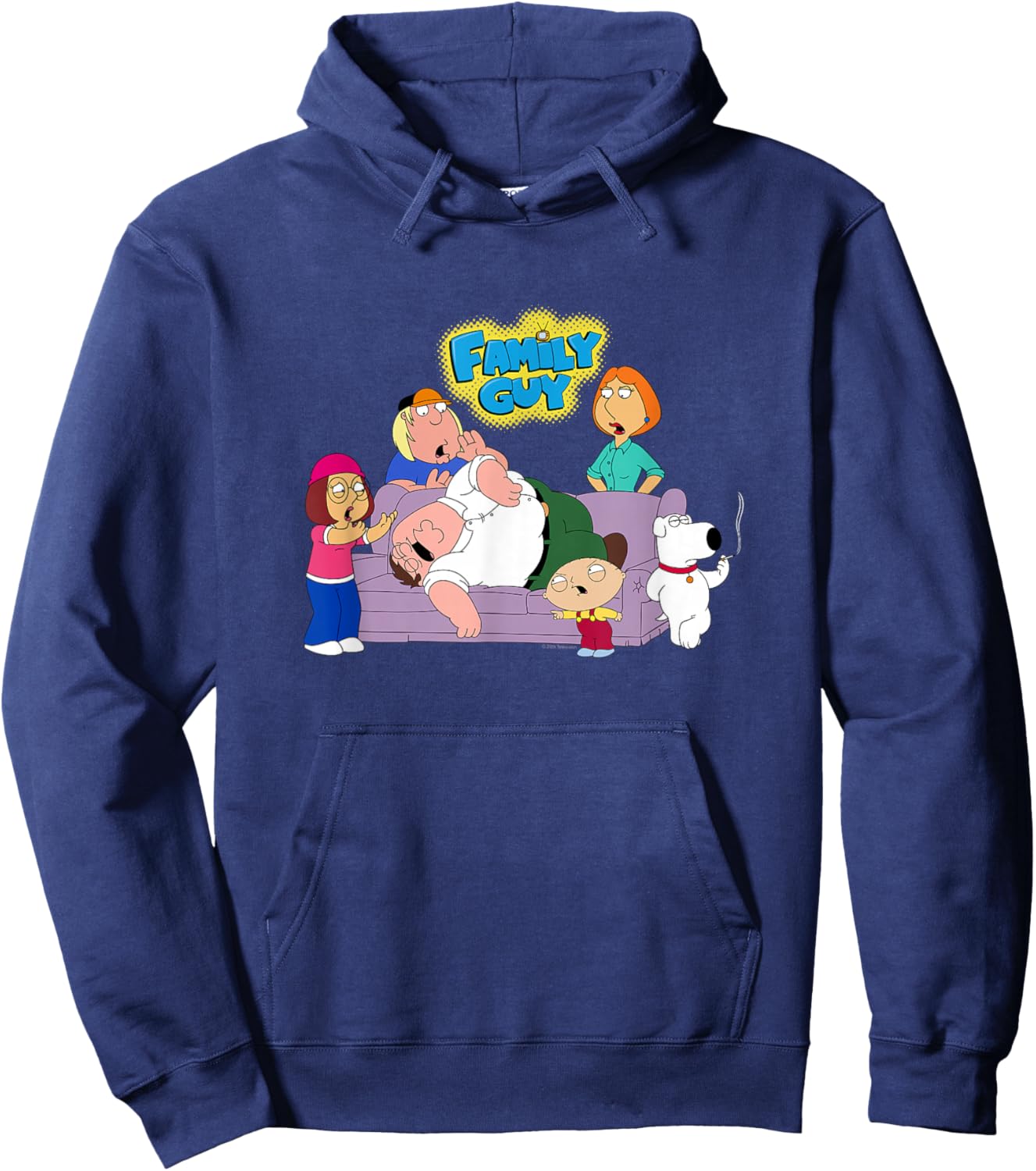 Family Guy Drunk Peter and Family with Logo Cartoon Hoodie - Hoodie | Navy