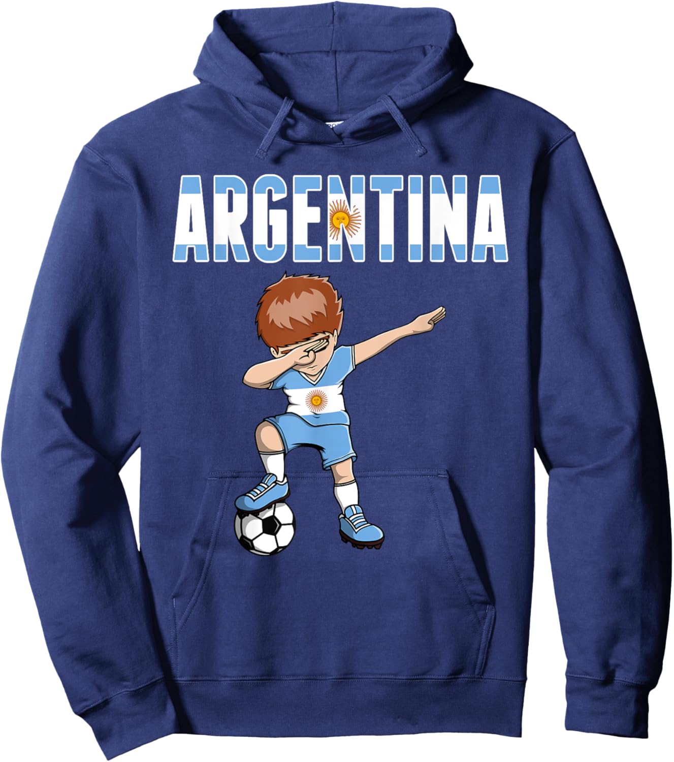 Dabbing Soccer Boy Argentina Soccer Fan Jersey Flag Football Hoodie - Hoodie | Navy