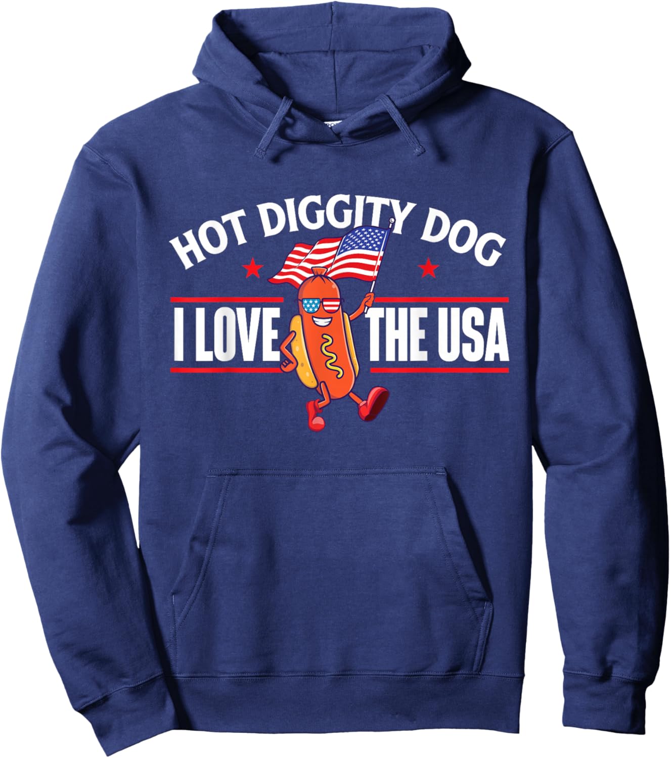 Hot Diggity Dog - USA American Flag 4th of July Fourth Small Hoodie - Hoodie | Navy