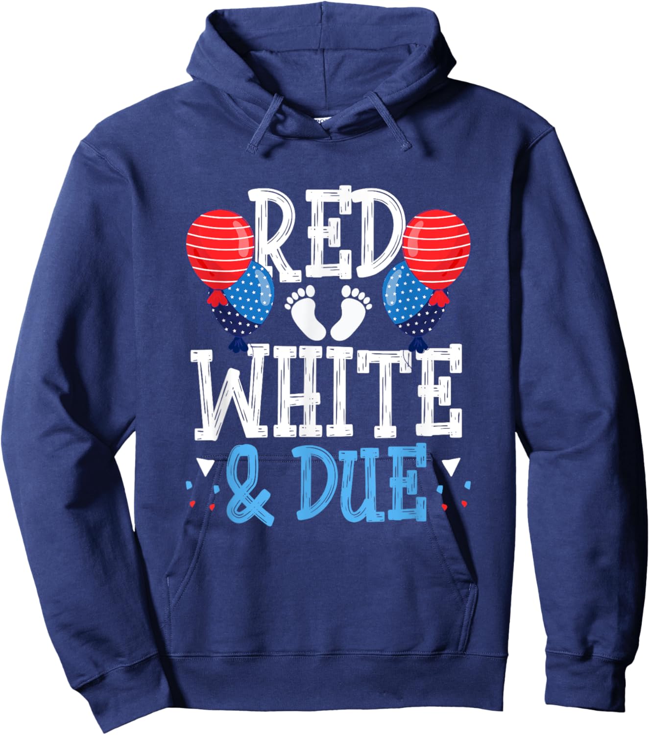 Red white and Due baby announcement 4th of july Hoodie - Hoodie | Navy