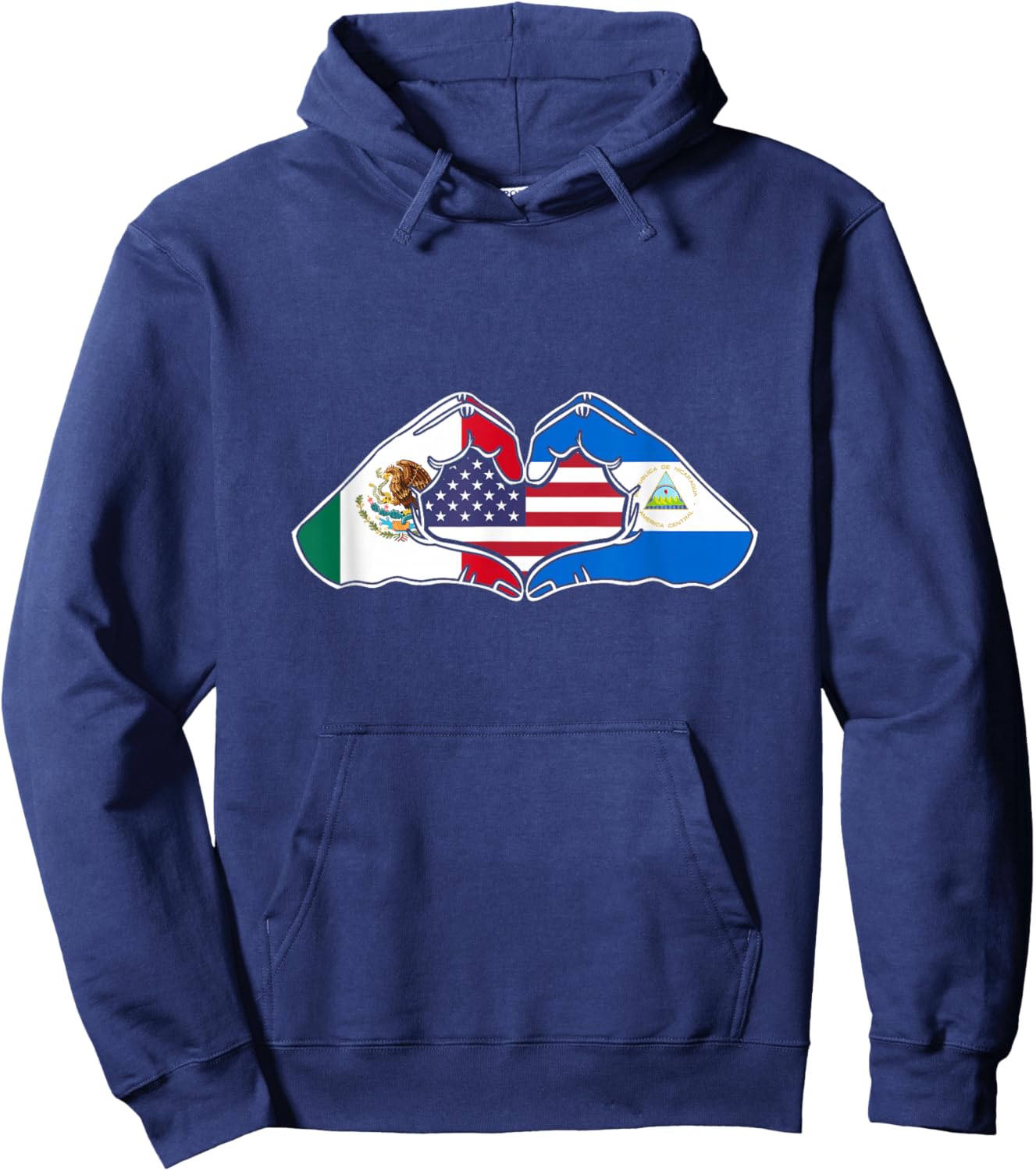 Heart Hands Mexico, Nicaragua and the USA. Hoodie - Hoodie | Navy