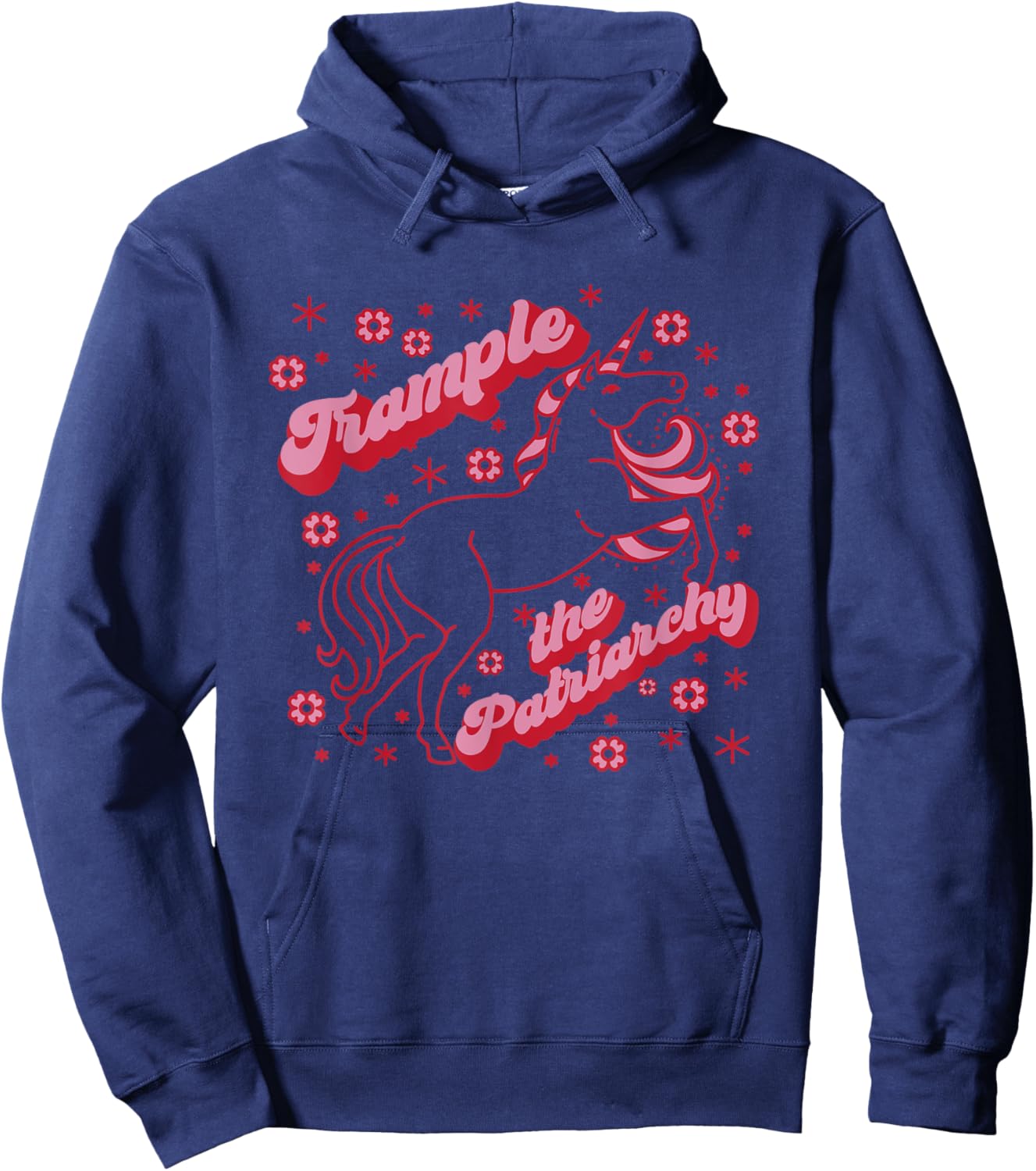 TRAMPLE THE PATRIARCHY Funny Pink Unicorn Feminist Meme Hoodie - Hoodie | Navy
