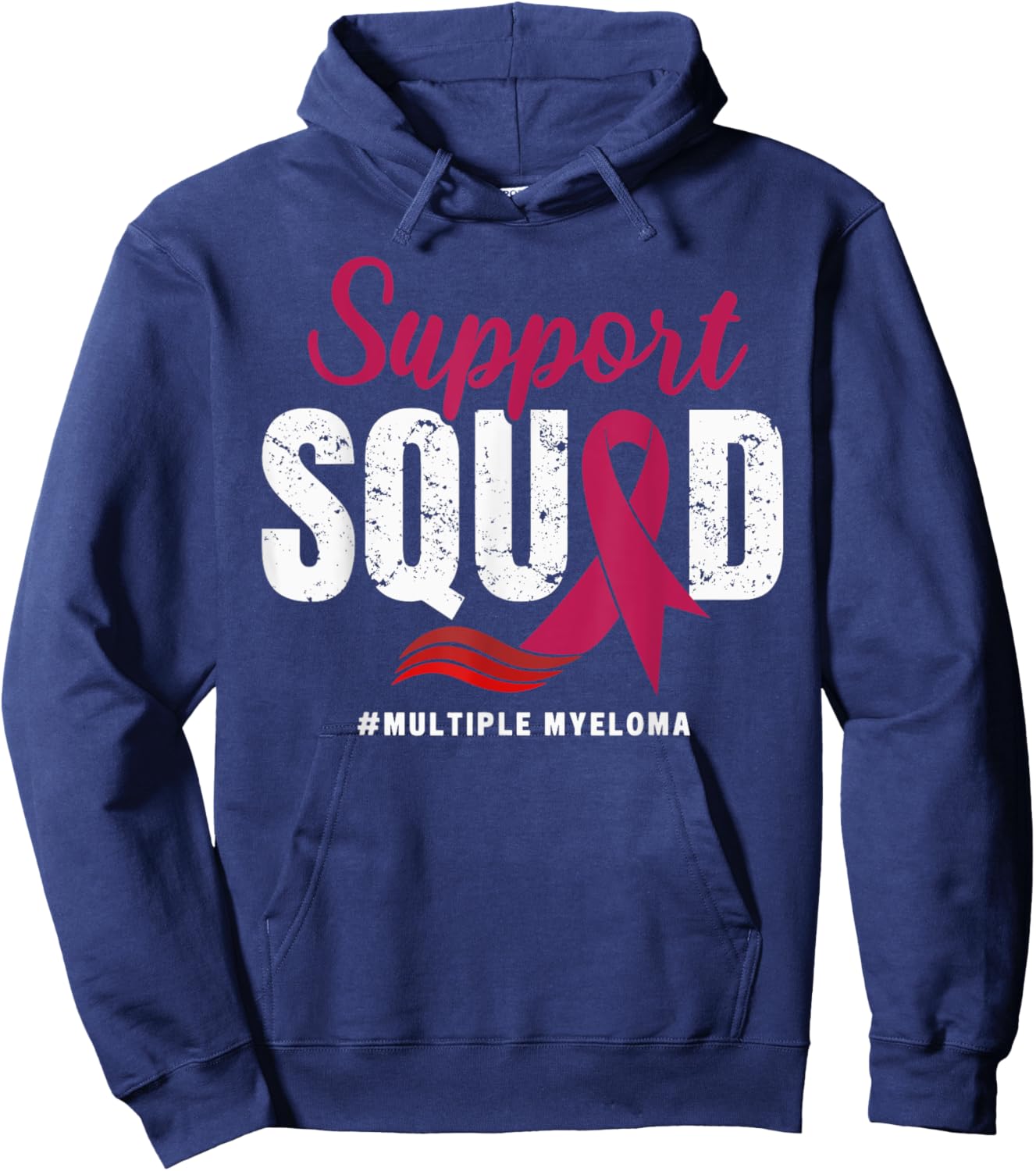 Multiple Myeloma Cancer Support Squad Wear Burgundy Ribbon Hoodie - Hoodie | Navy