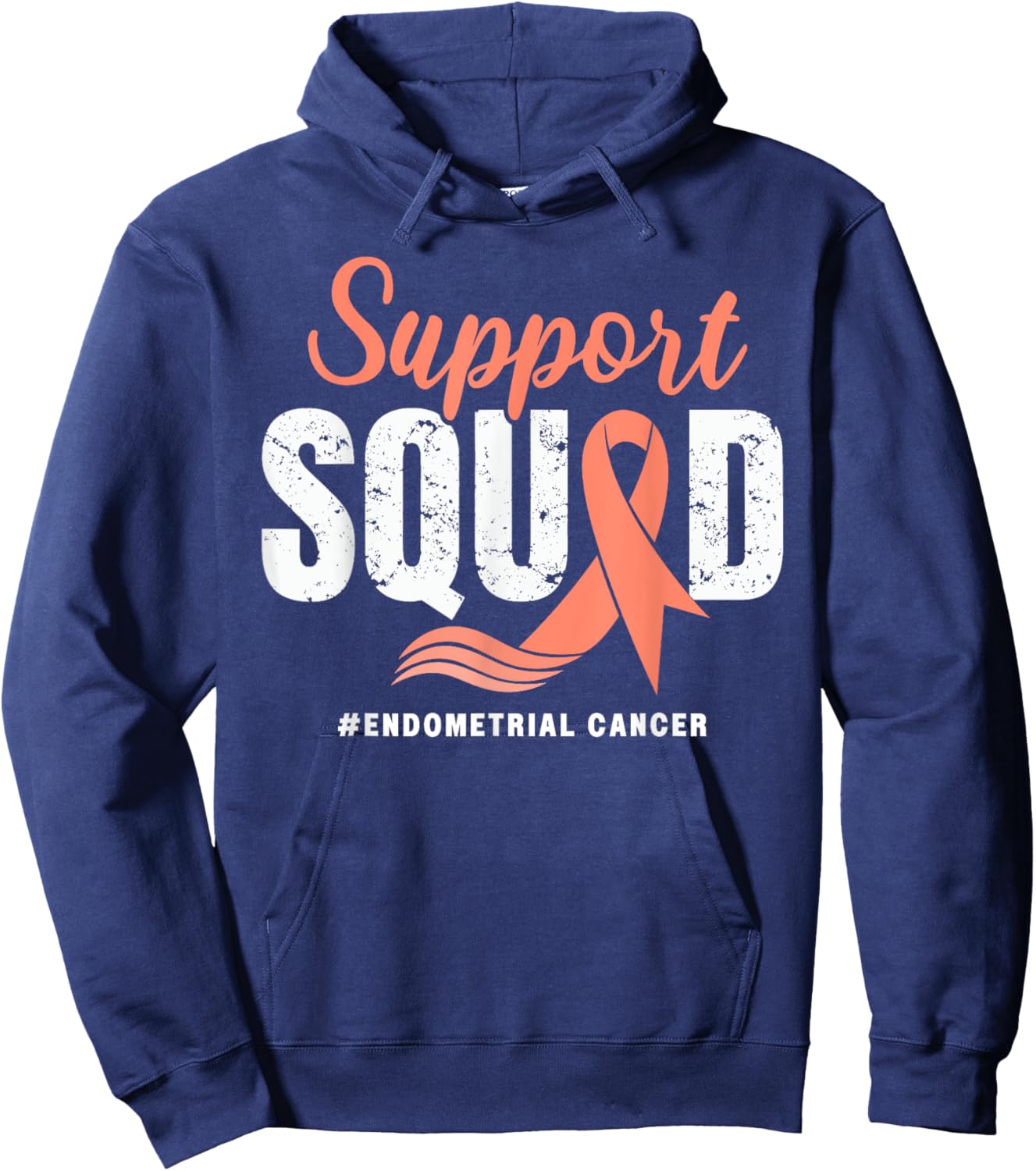 Endometrial Cancer Support Squad Peach Ribbon awareness Hoodie - Hoodie | Navy