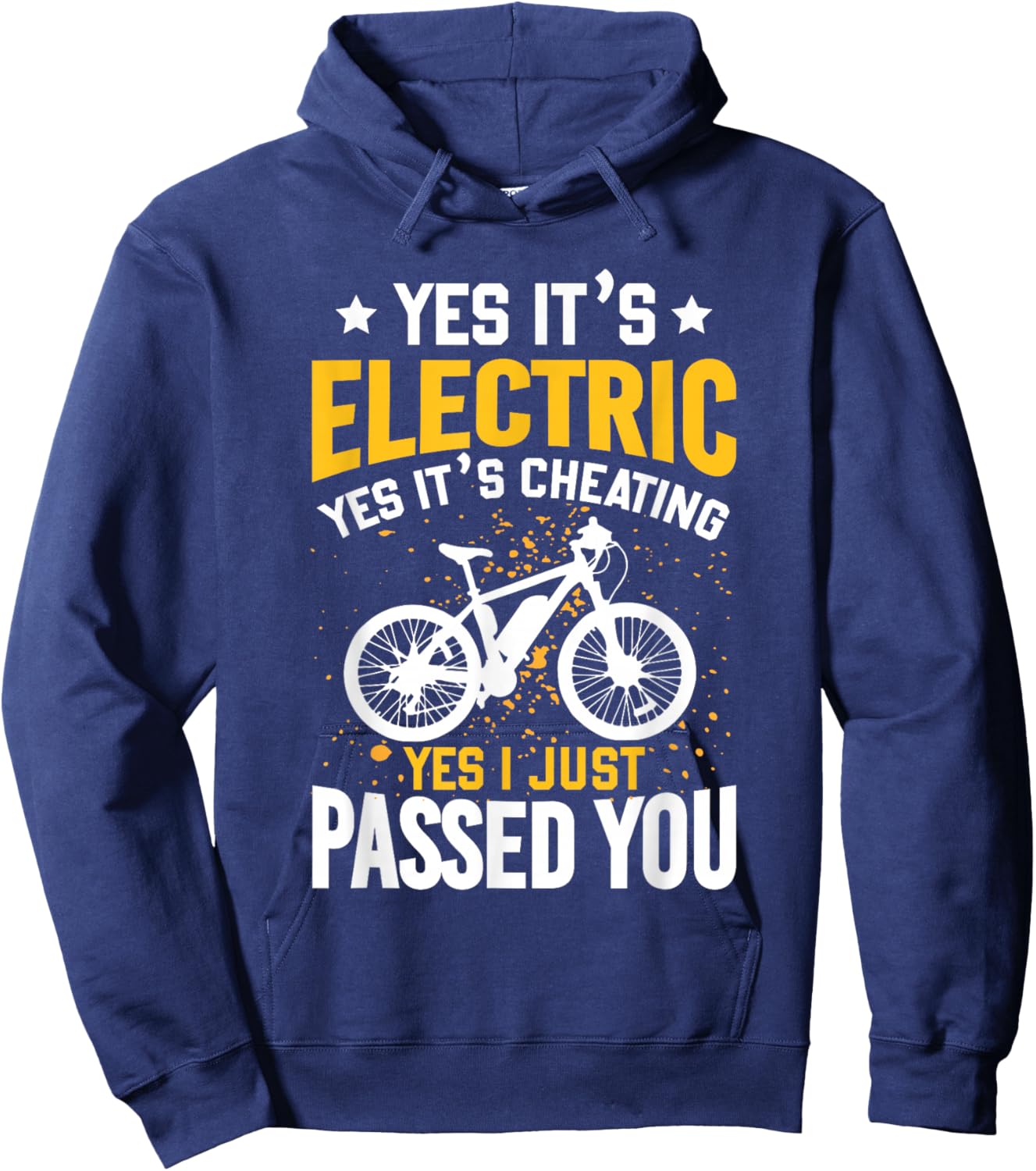 Yes It's Electric E-Bike Electric Bicycle Cyclist Outfit Men Hoodie - Hoodie | Navy