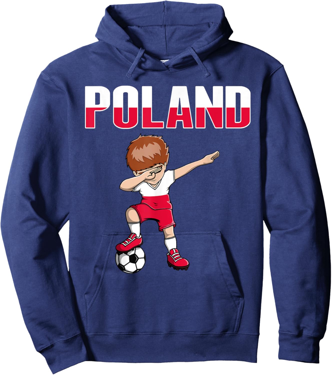 Dabbing Soccer Boy Poland Soccer Fans Jersey Polish Football Hoodie - Hoodie | Navy