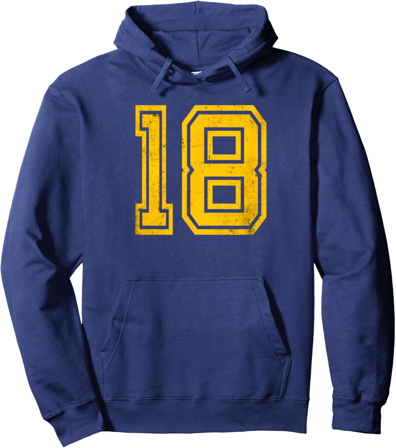 Delessed Yellow Sports Team Number #18 Hoodie - Hoodie | Navy