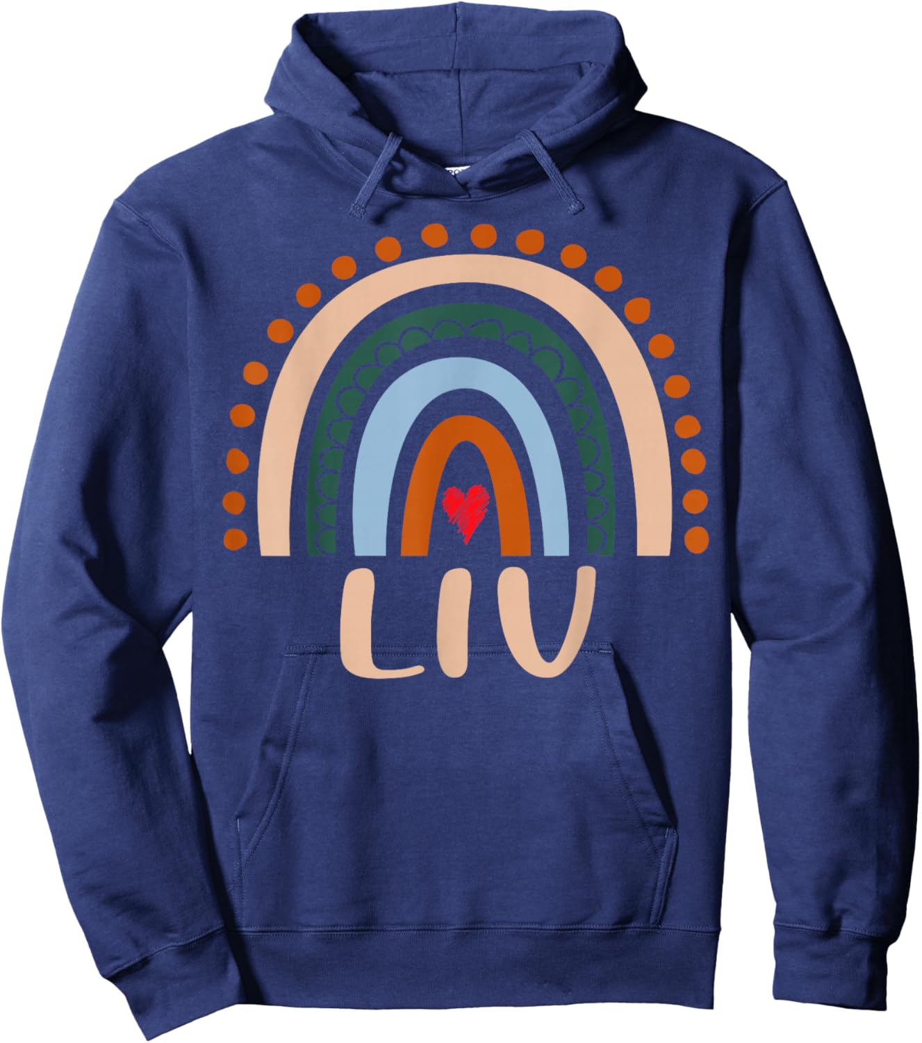 Liv Name Personalized Funny Women Rainbow Liv Hoodie - Hoodie | Navy