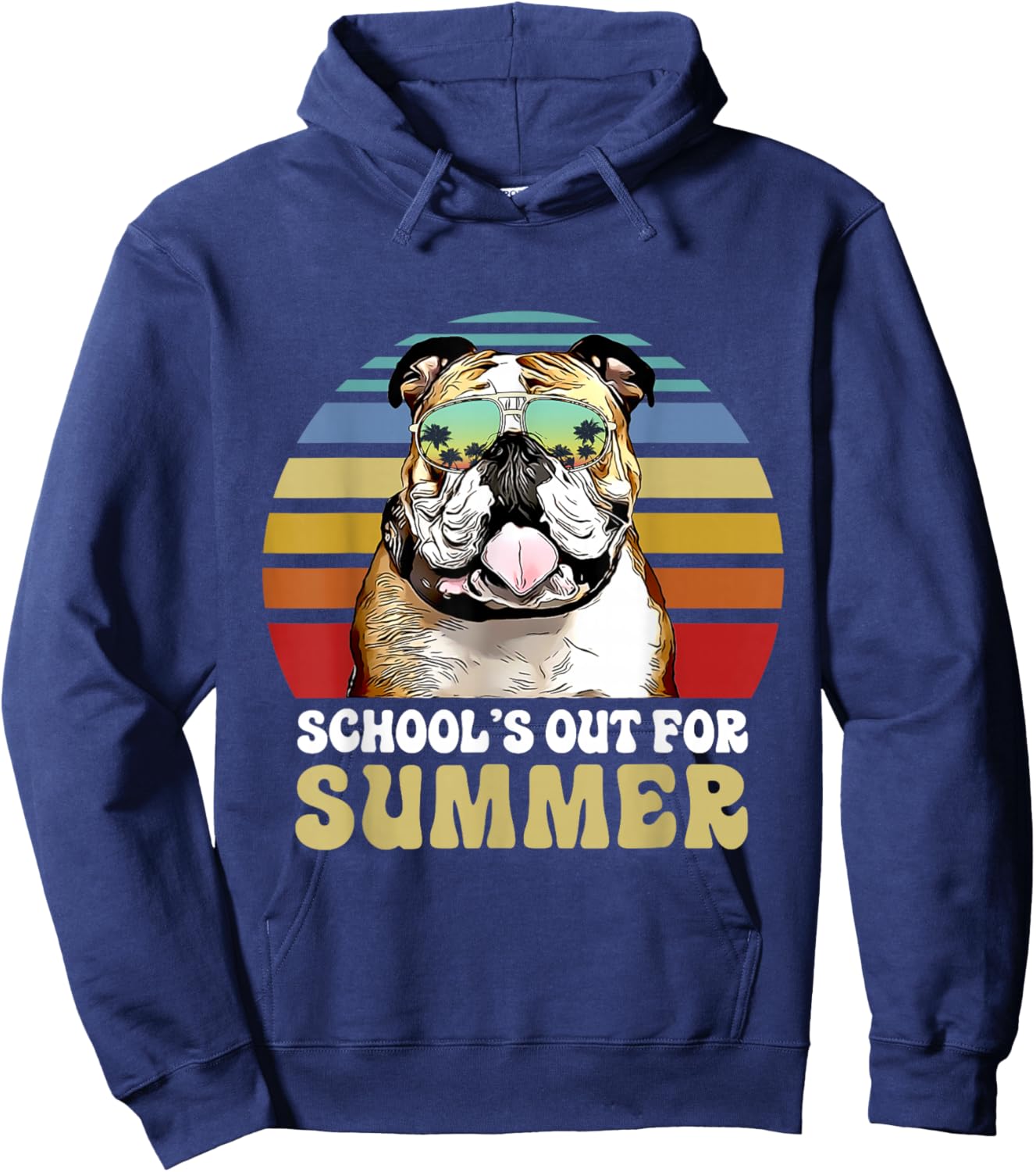 Schools Out for Summer Bulldog Dog Teacher Hoodie - Hoodie | Navy