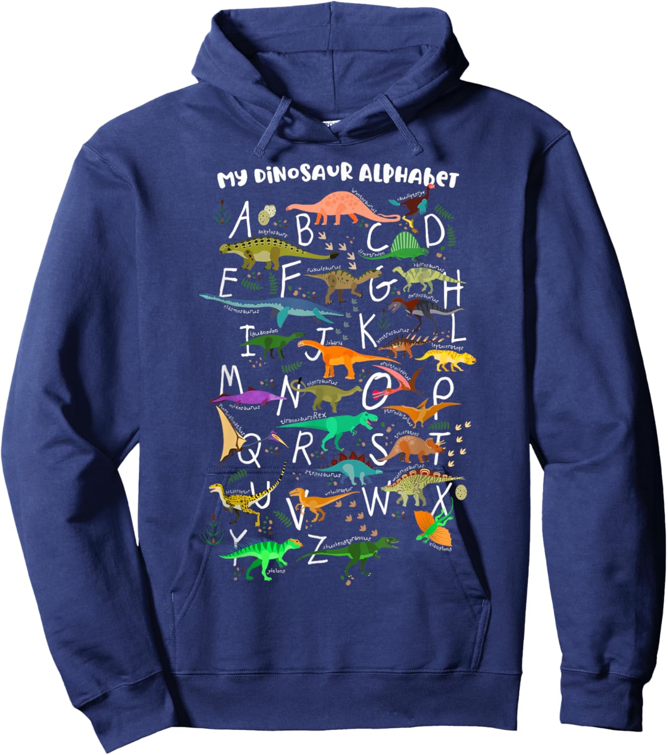 ABC Dino Identification A-Z Types Of Dinosaurs Alphabet Hoodie - Hoodie | Navy