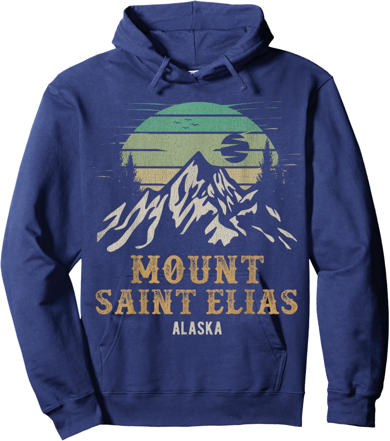 Mount Saint Elias Alaska Merch Retro Hiking Mt. St. Elias Hoodie - Hoodie | Navy