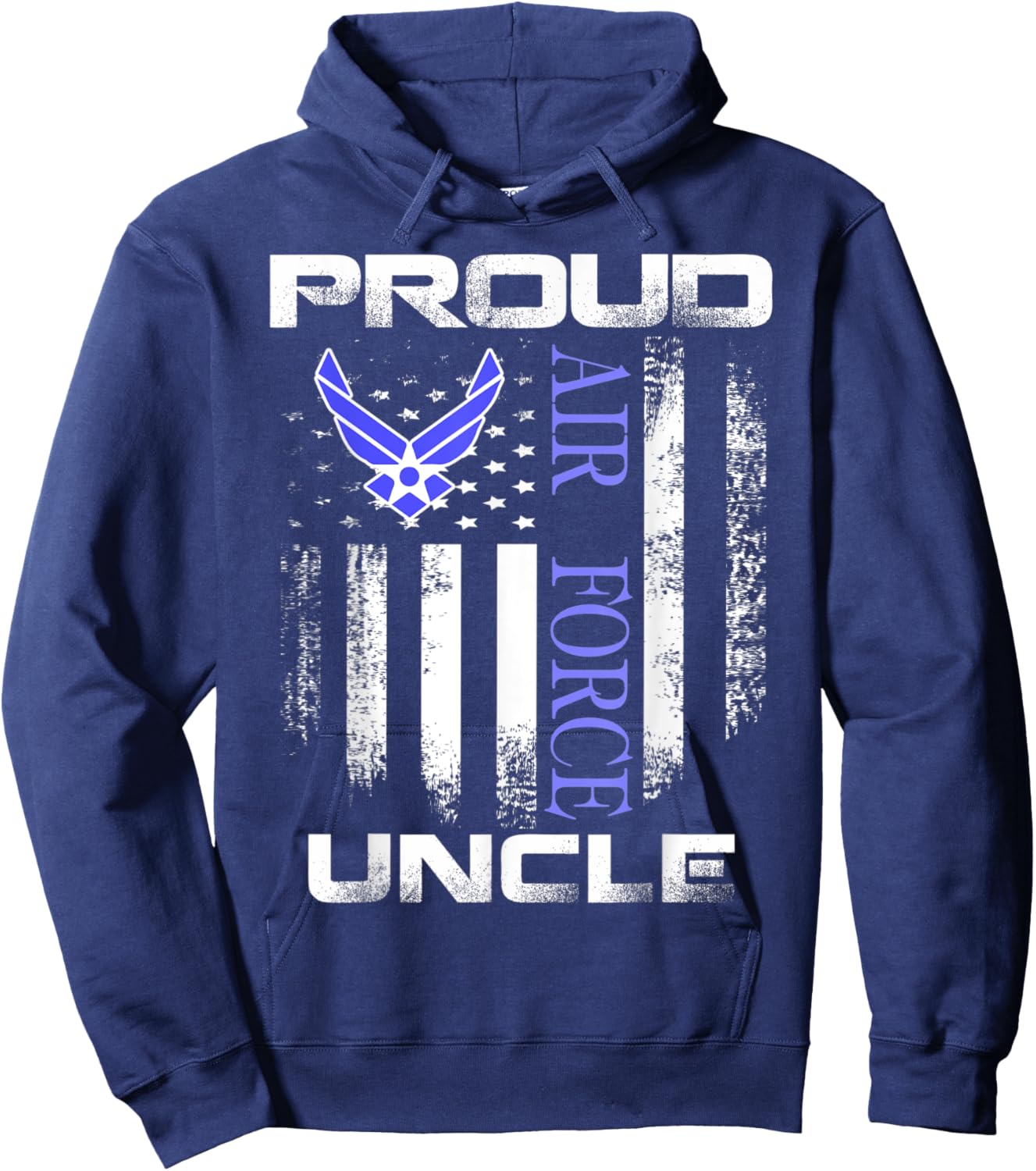 Vintage Proud Air Force Uncle With American Flag Gift Hoodie - Hoodie | Navy