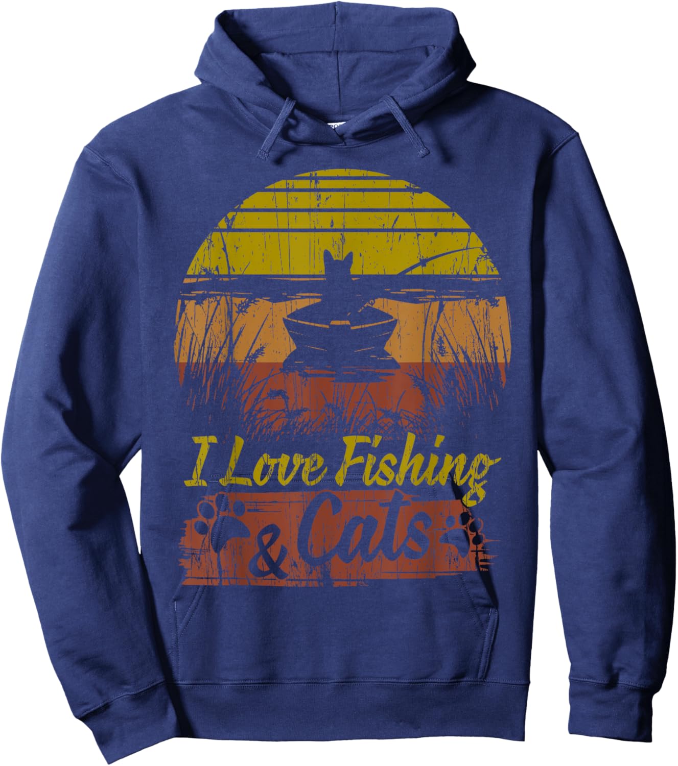 Cat I Love Fishing & Cats Present Bass Catfish Trout Women Hoodie - Hoodie | Navy