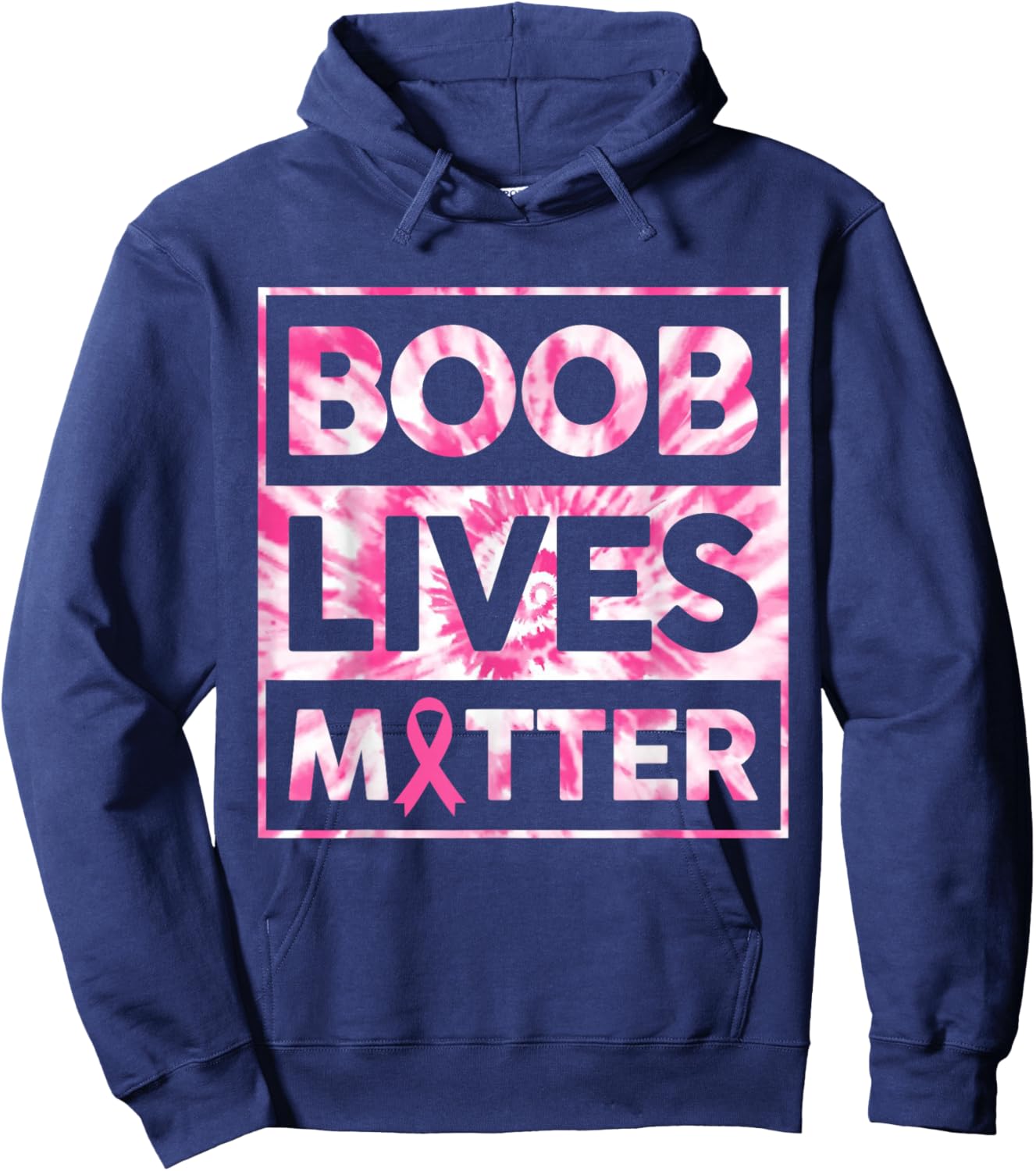 Boob Lives Matter Pink Warrior Breast Cancer Awareness Month Hoodie - Hoodie | Navy