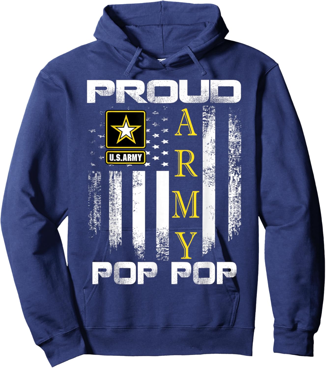 Vintage Proud Army Pop Pop With American Flag Gift Hoodie - Hoodie | Navy