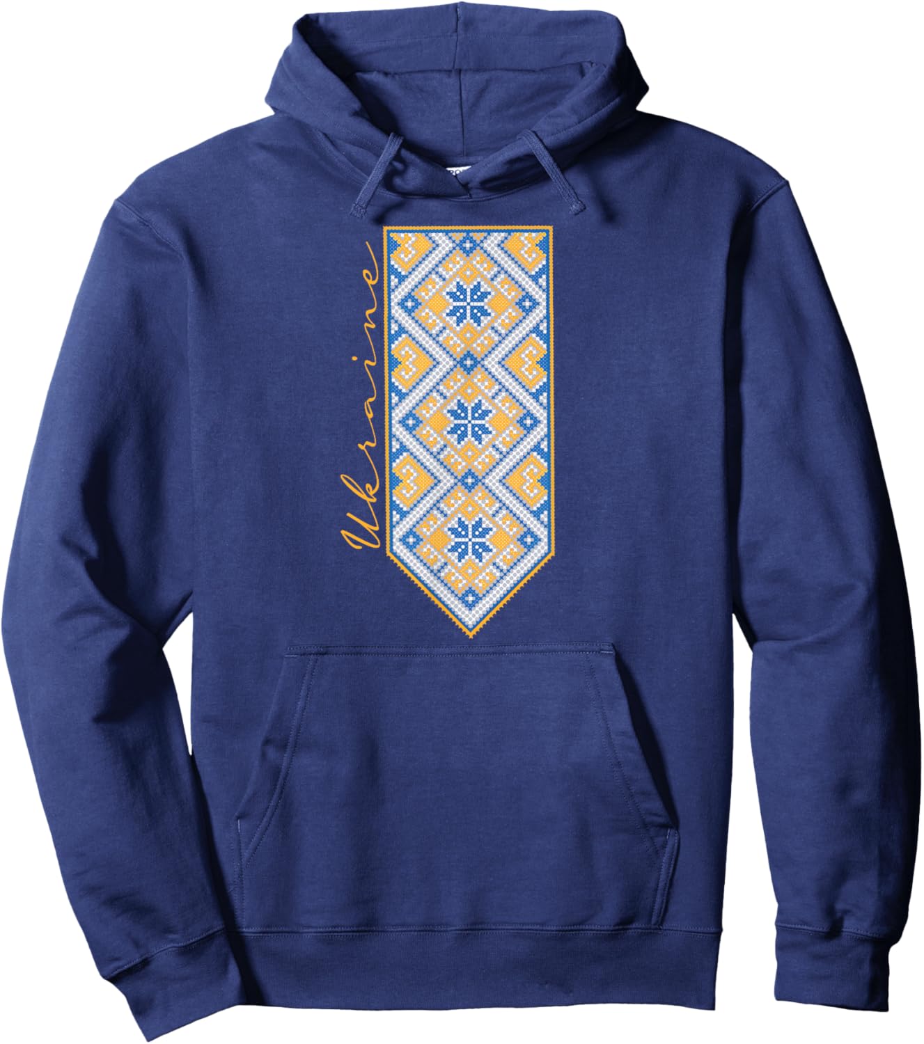 Ukrainian Vyshyvanka Print, Ukraine Flag color Hoodie - Hoodie | Navy
