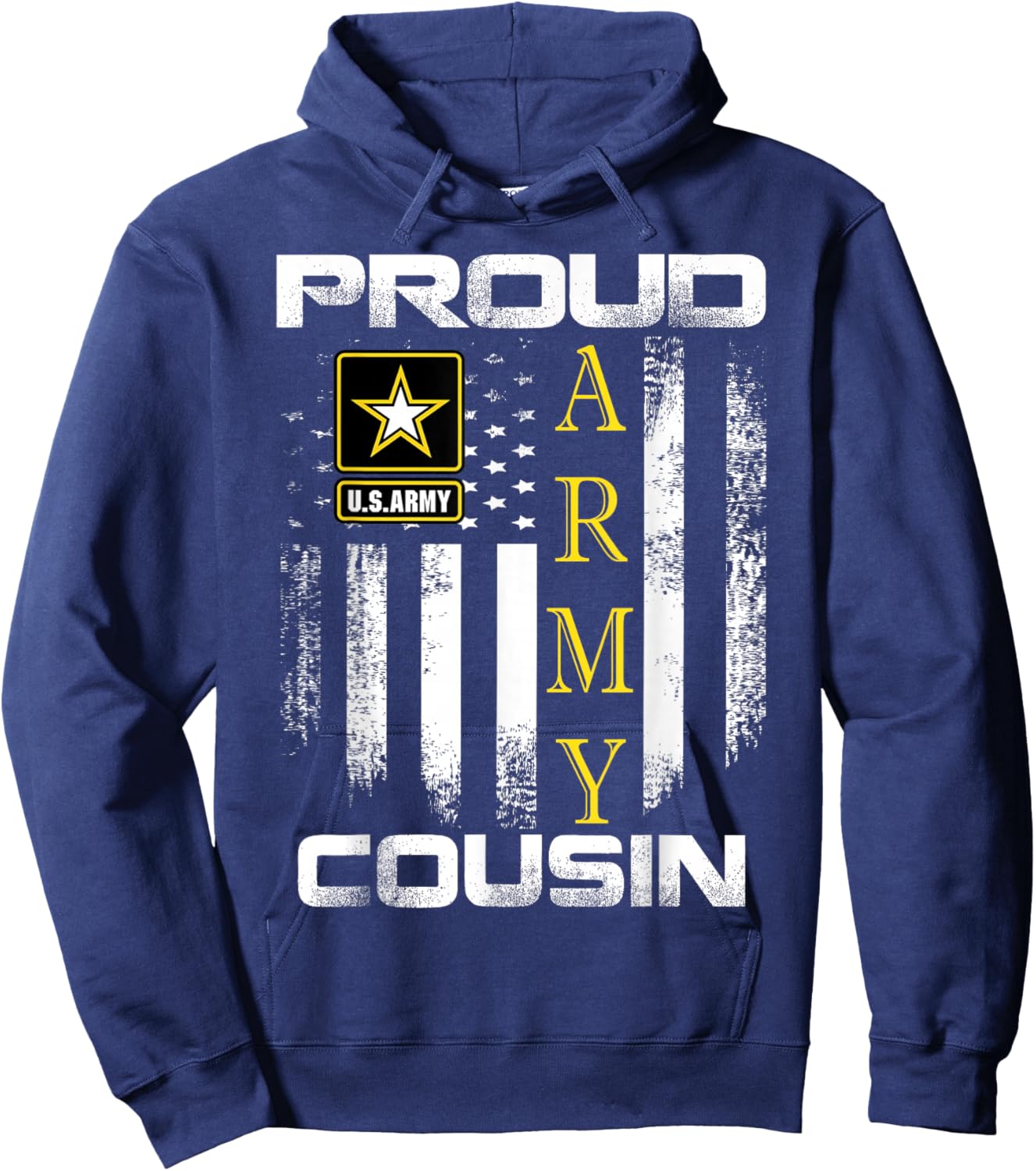 Vintage Proud Army Cousin With American Flag Gift Hoodie - Hoodie | Navy