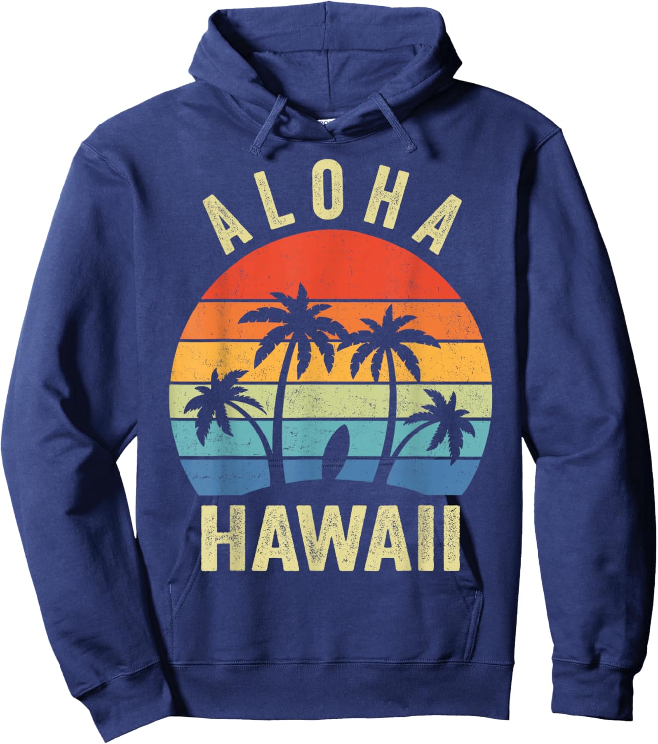 Aloha Hawaii Hawaiian Island Palm Beach Surfboard Surf Hoodie - Hoodie | Navy