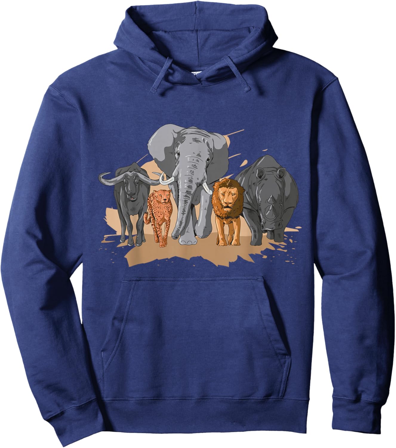 African Big Five Design African Animal Safari Animals Safari Hoodie - Hoodie | Navy