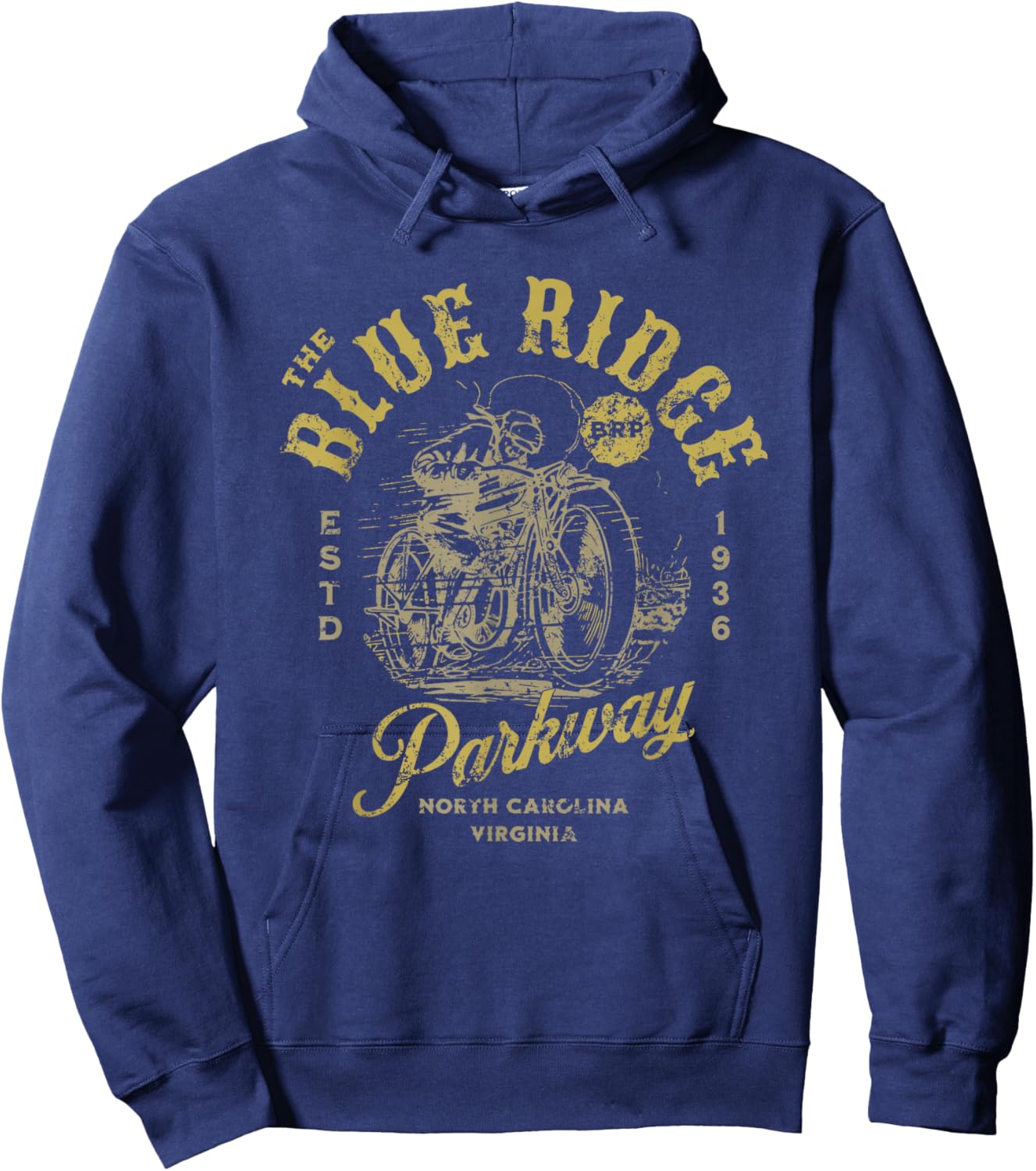 Blue Ridge Parkway Vintage Motorcycle Design Hoodie - Hoodie | Navy