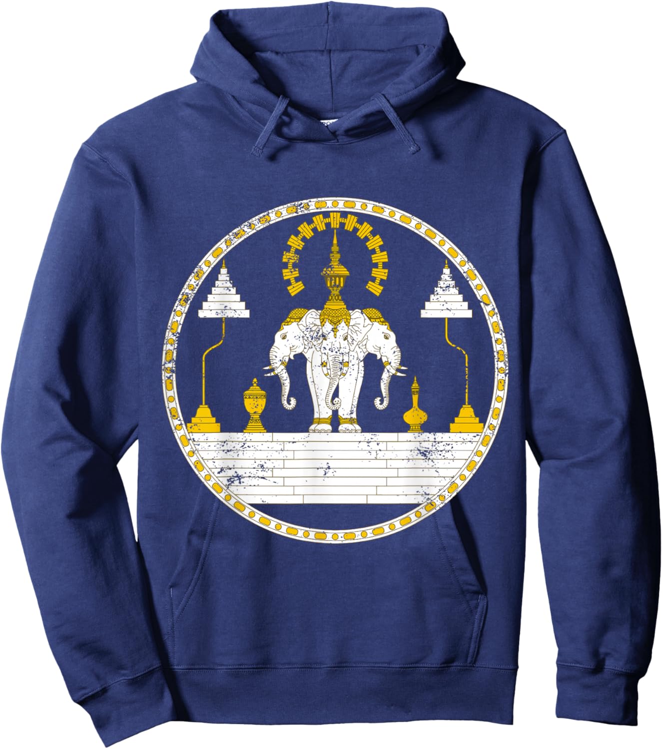 Laos Erawan Three Headed Elephant Kingdom of Laos Hoodie - Hoodie | Navy