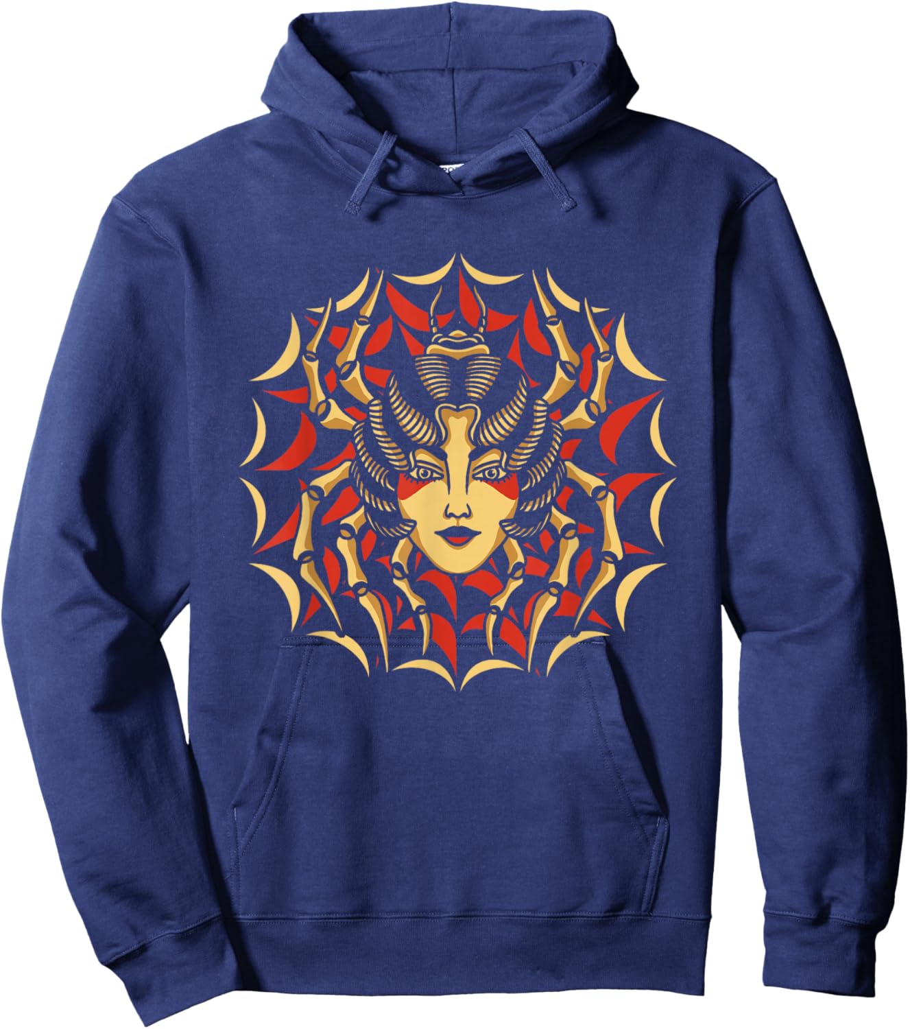 Spider Geisha American Traditional Tattoo Inked Old School Hoodie - Hoodie | Navy