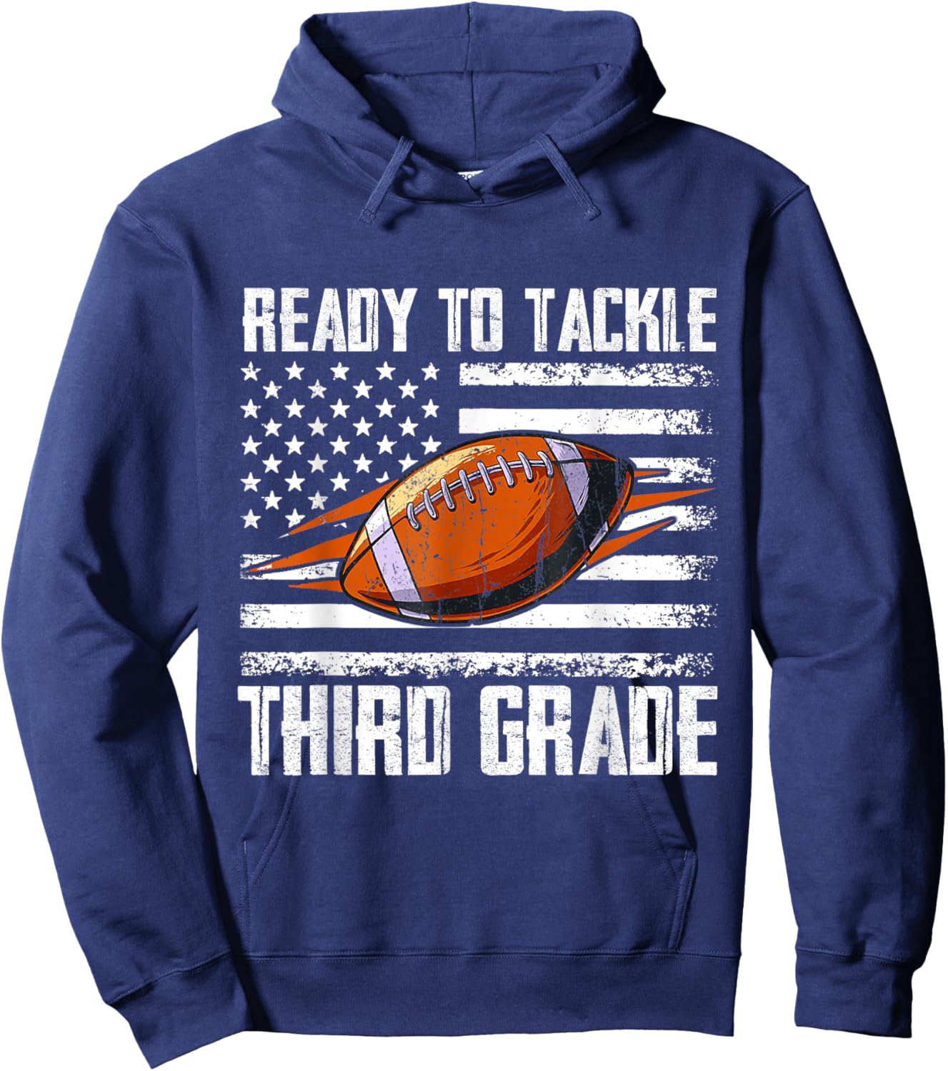 Ready To Tackle Third Grade Football Happy First School Day Hoodie - Hoodie | Navy