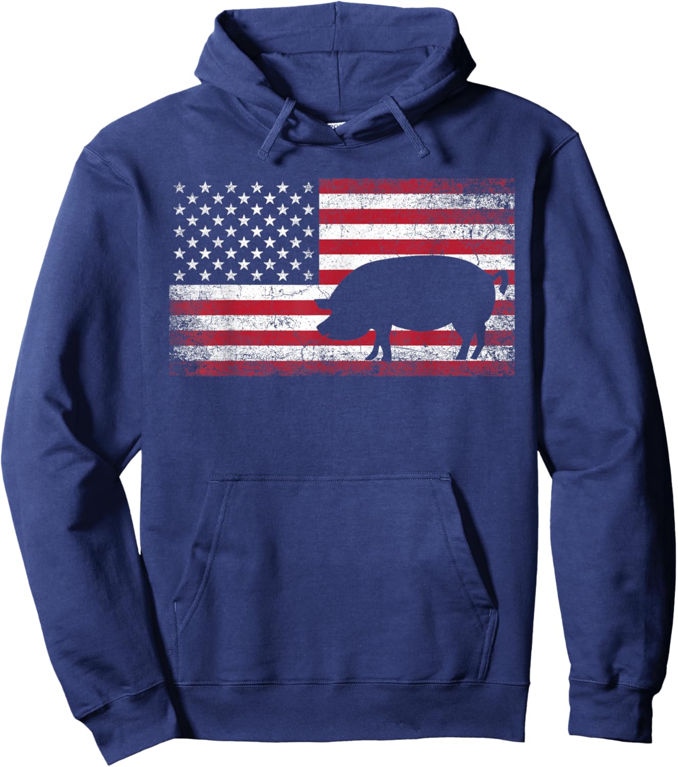 Pig Hog Farm Farmer 4th of July Shirt American Flag America Hoodie - Hoodie | Navy