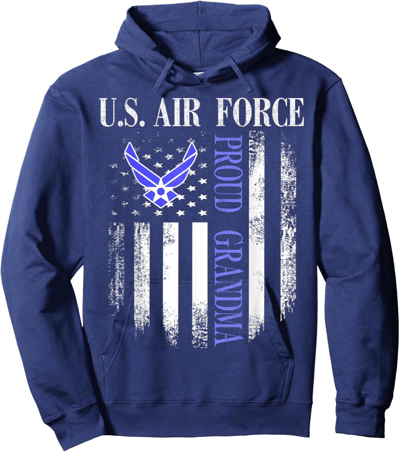 Vintage U.S. Air Force Proud Grandma With American Flag Hoodie - Hoodie | Navy