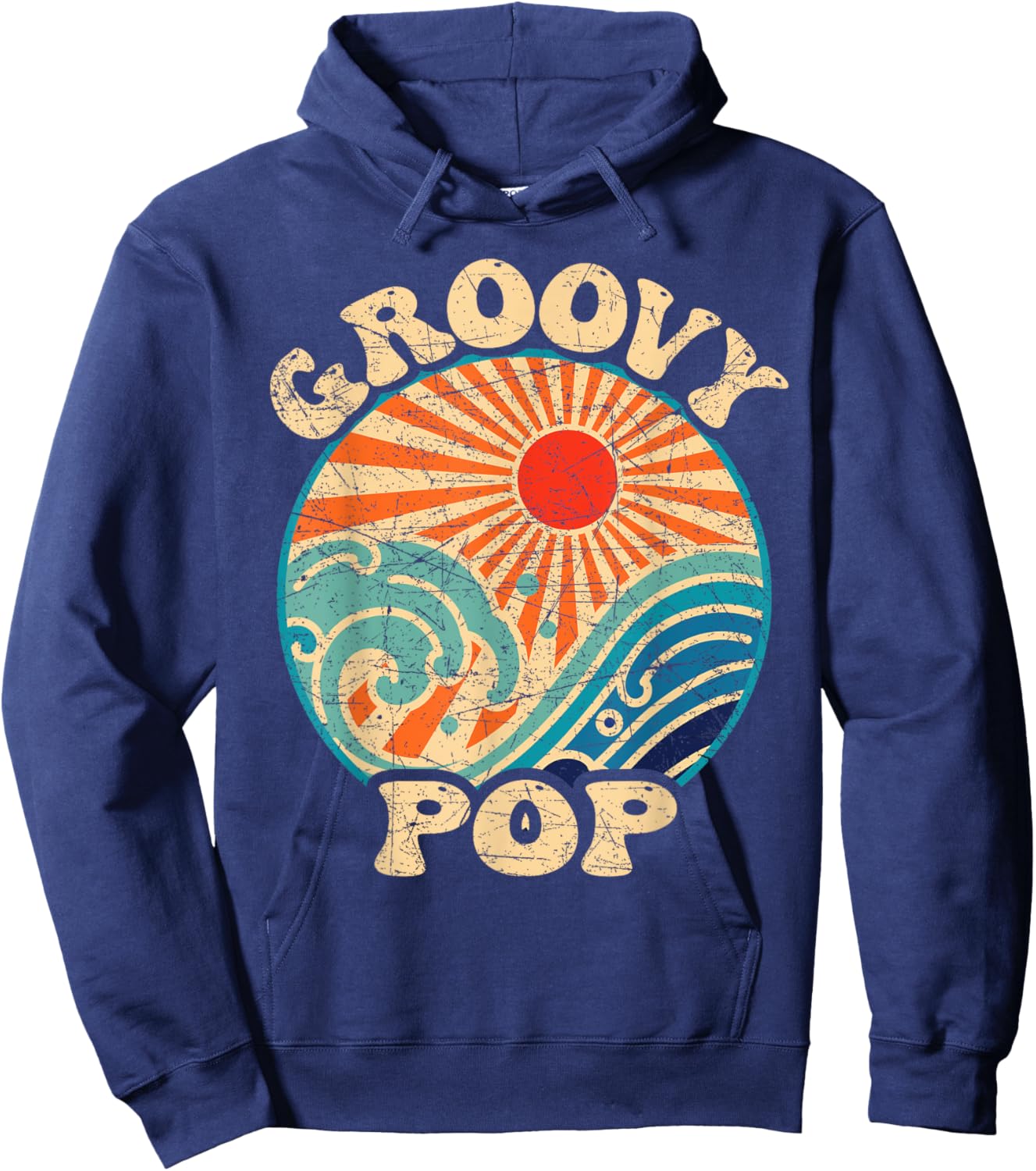 Groovy Pop 70s Aesthetic Nostalgia 1970's Retro Dad Hoodie - Hoodie | Navy