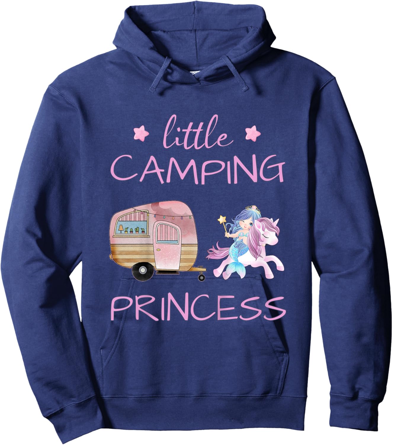 Little Camping Princess - Unicorn Mermaid Girl Hoodie - Hoodie | Navy