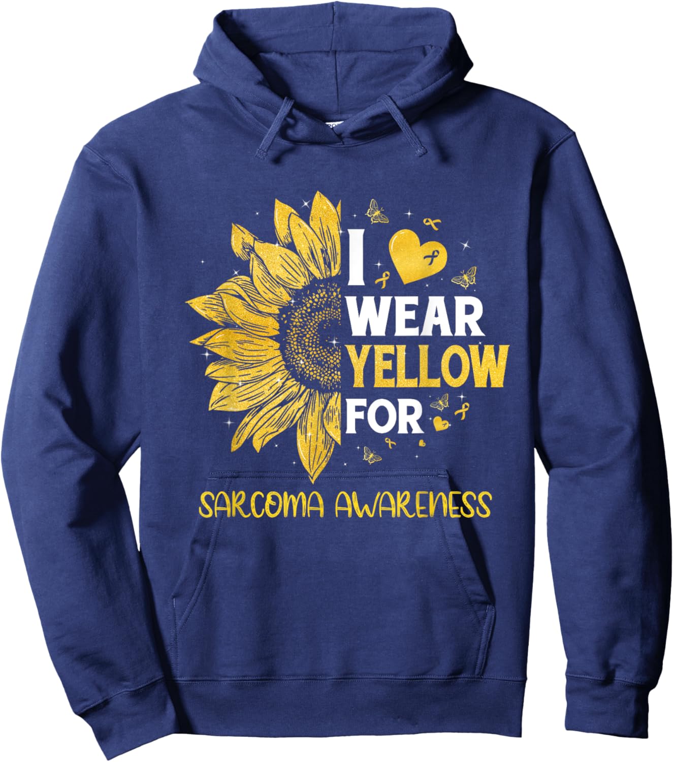 Sunflower I Wear Yellow Ribbon Sarcoma Awareness Hoodie - Hoodie | Navy