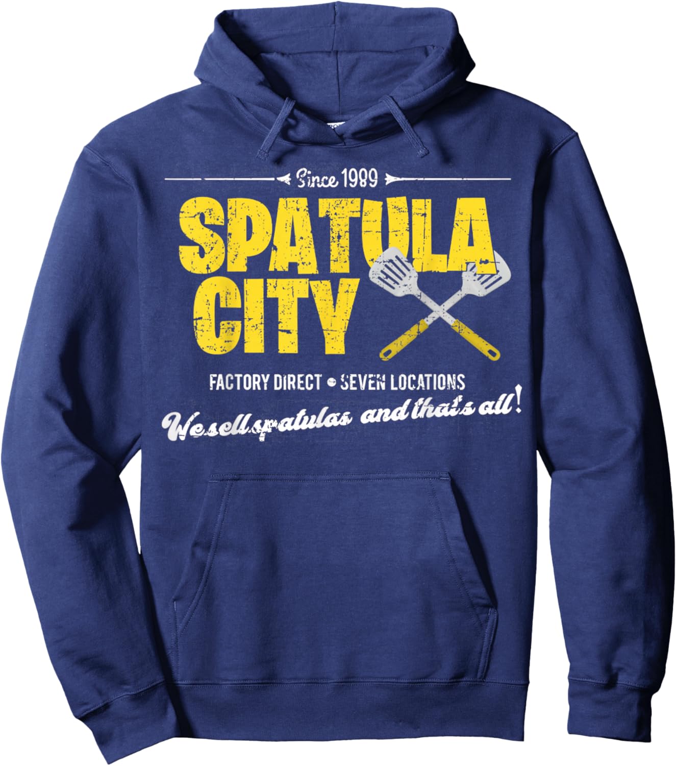 Vintage Spatula City, Distressed Hoodie - Hoodie | Navy