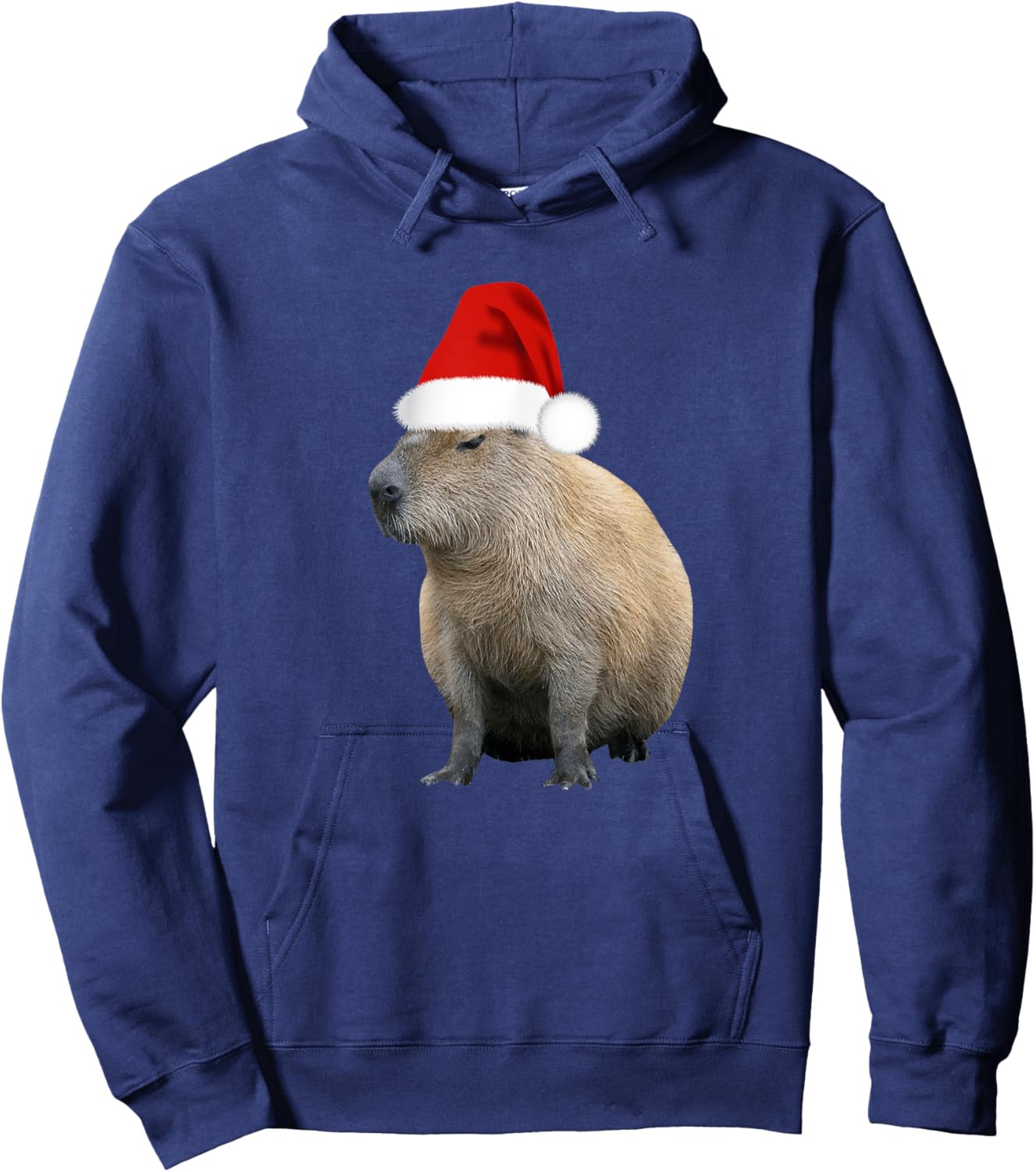 Christmas Capybara Santa Hat Hoodie - Hoodie | Navy