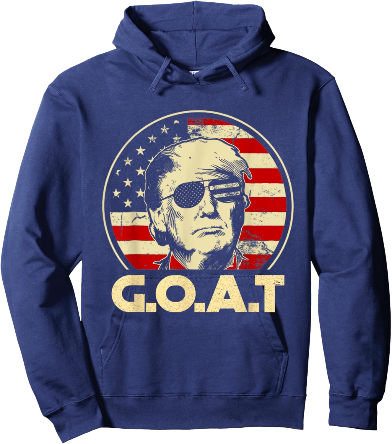 Trump GOAT 45th Presidential Circle Back Election 2024 Hoodie - Hoodie | Navy