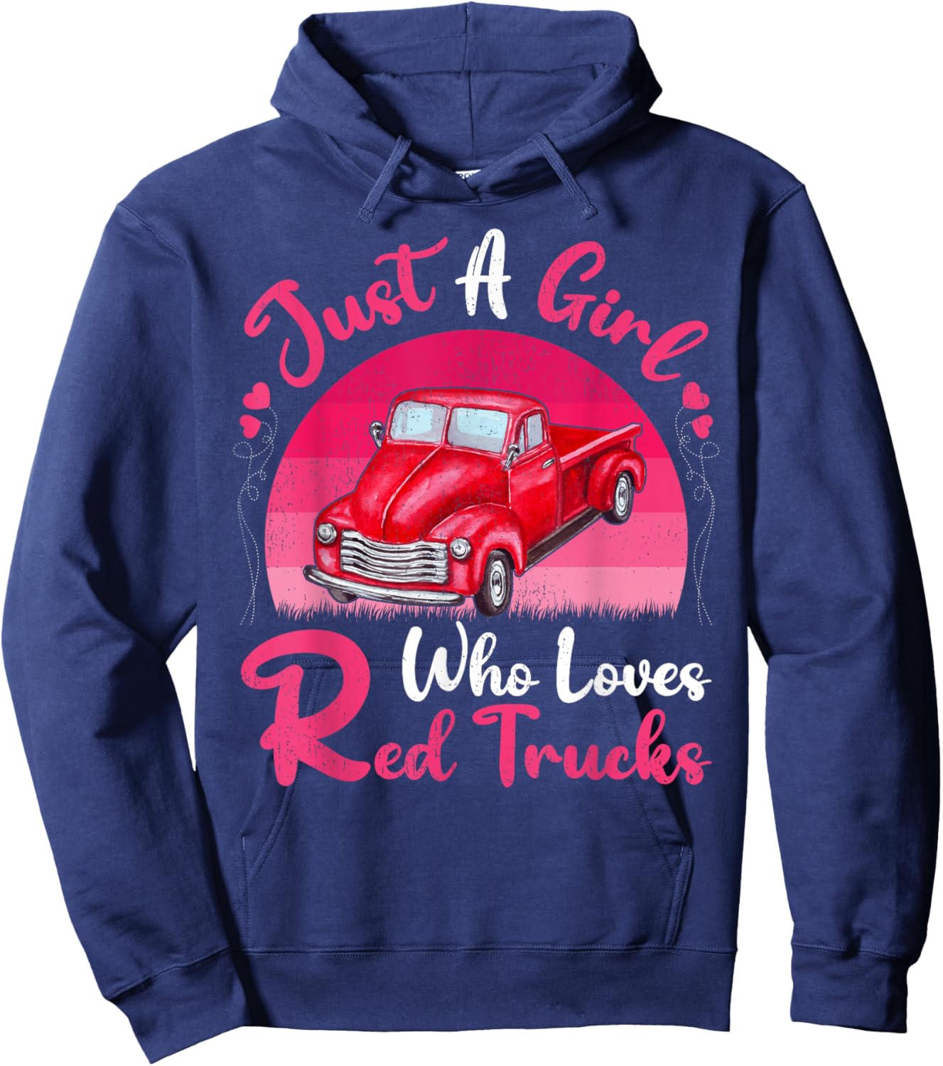 Red Truck Lover Vintage Just A Girl Who Loves Red Trucks Hoodie - Hoodie | Navy