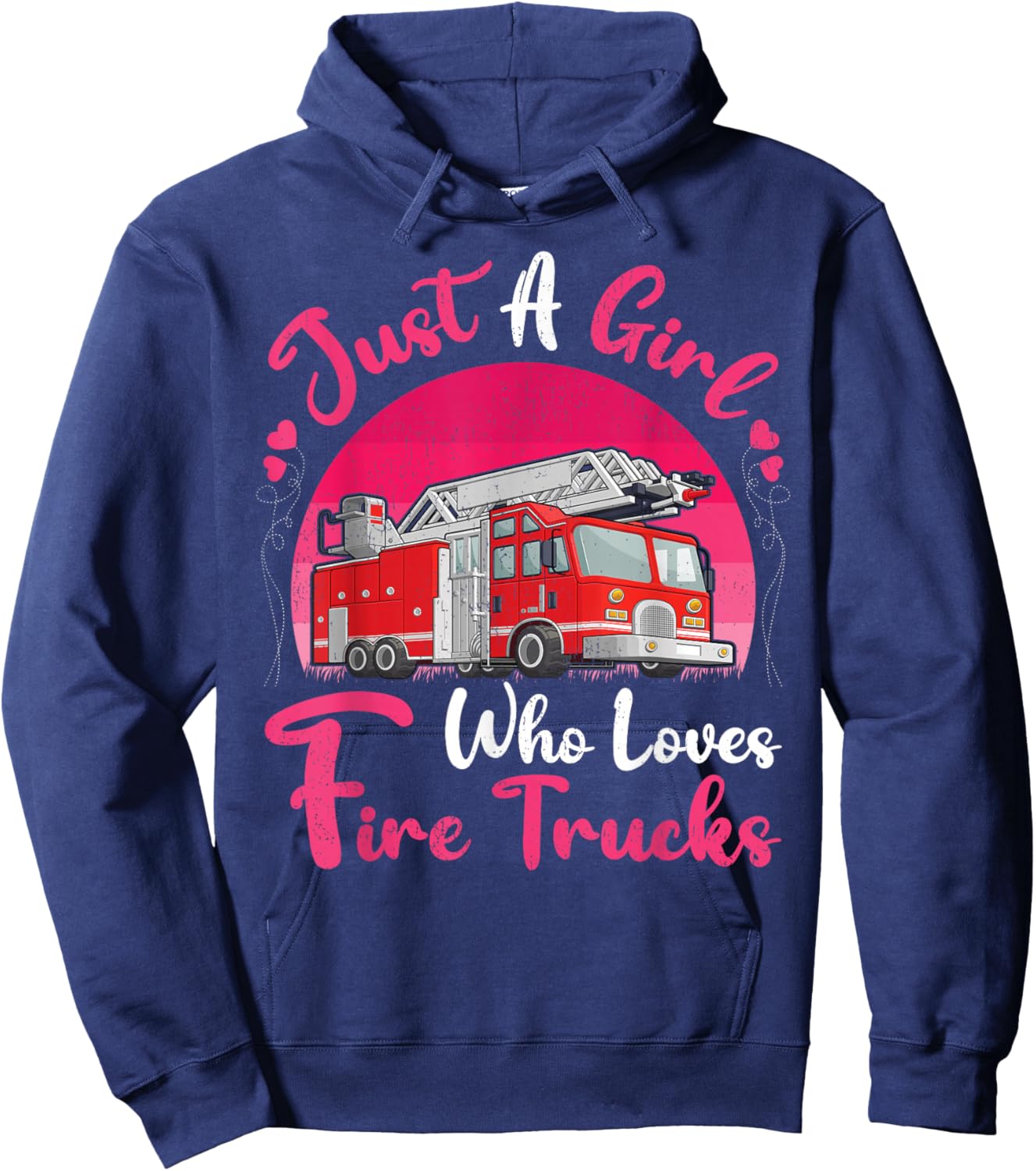Vintage Fire Truck Lover Just A Girl Who Loves Fire Trucks Hoodie - Hoodie | Navy