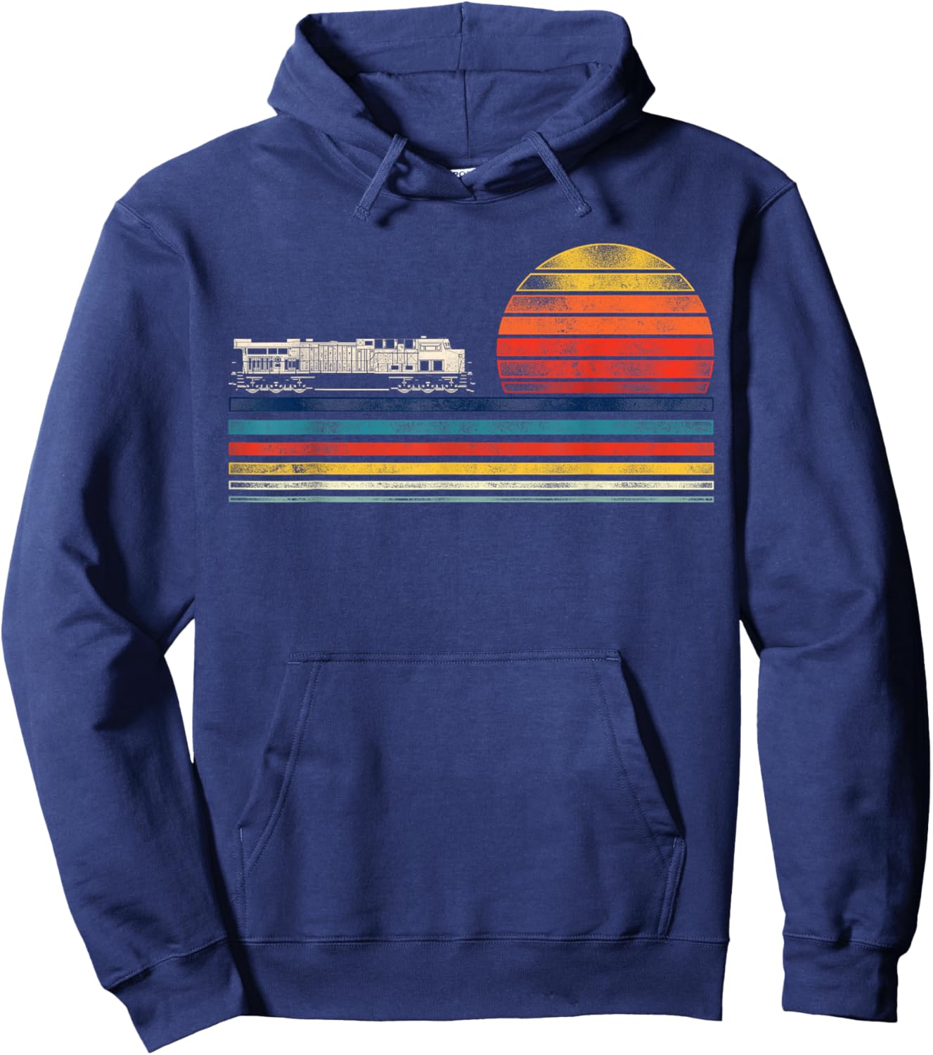 Model Train Railroad Conductor Engineer HD0 Black Retro Diesel Train Driver Trainspotting Locomotive Hoodie - Hoodie | Navy
