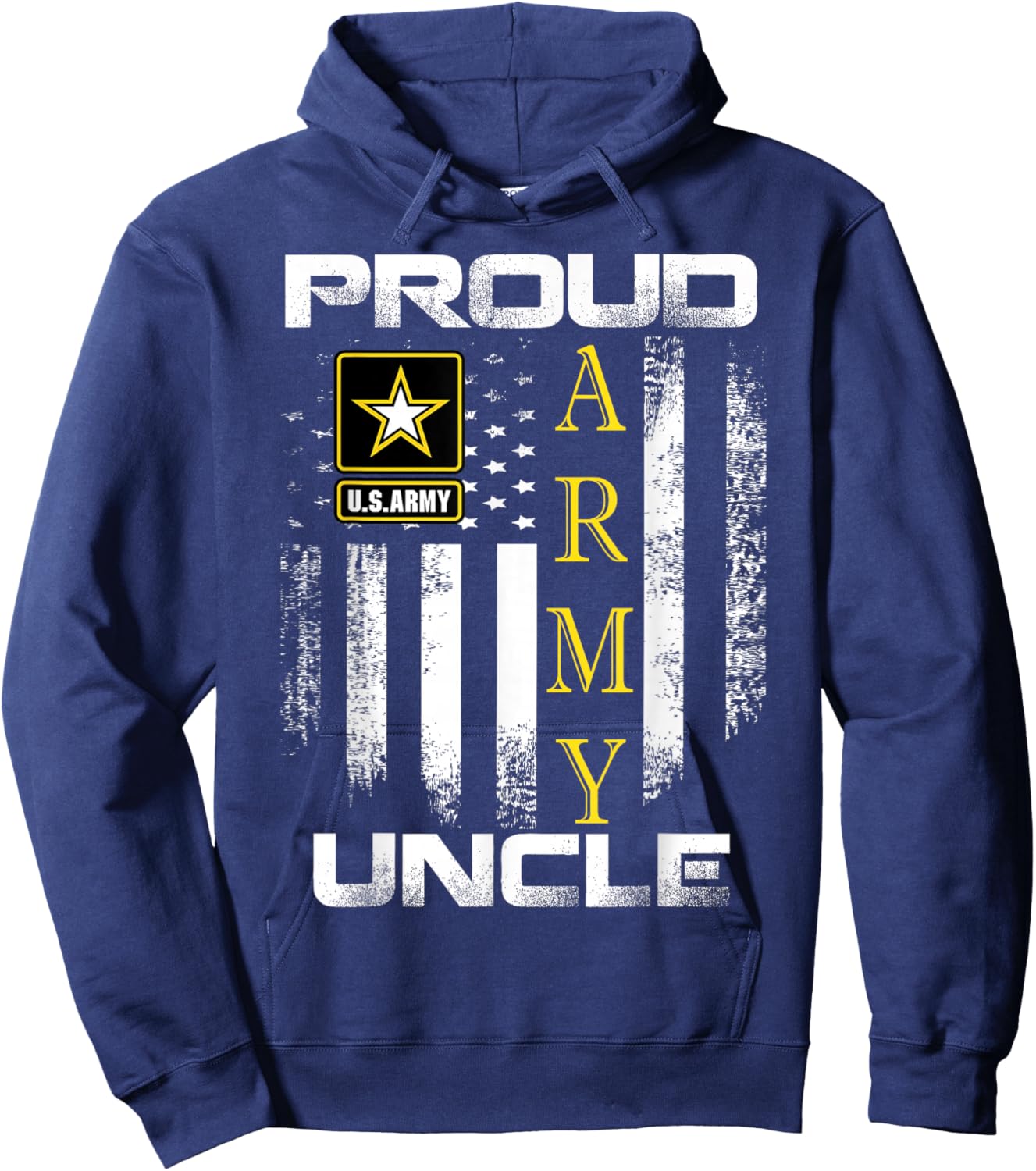 Vintage Proud Army Uncle with American Flag Gift Hoodie - Hoodie | Navy