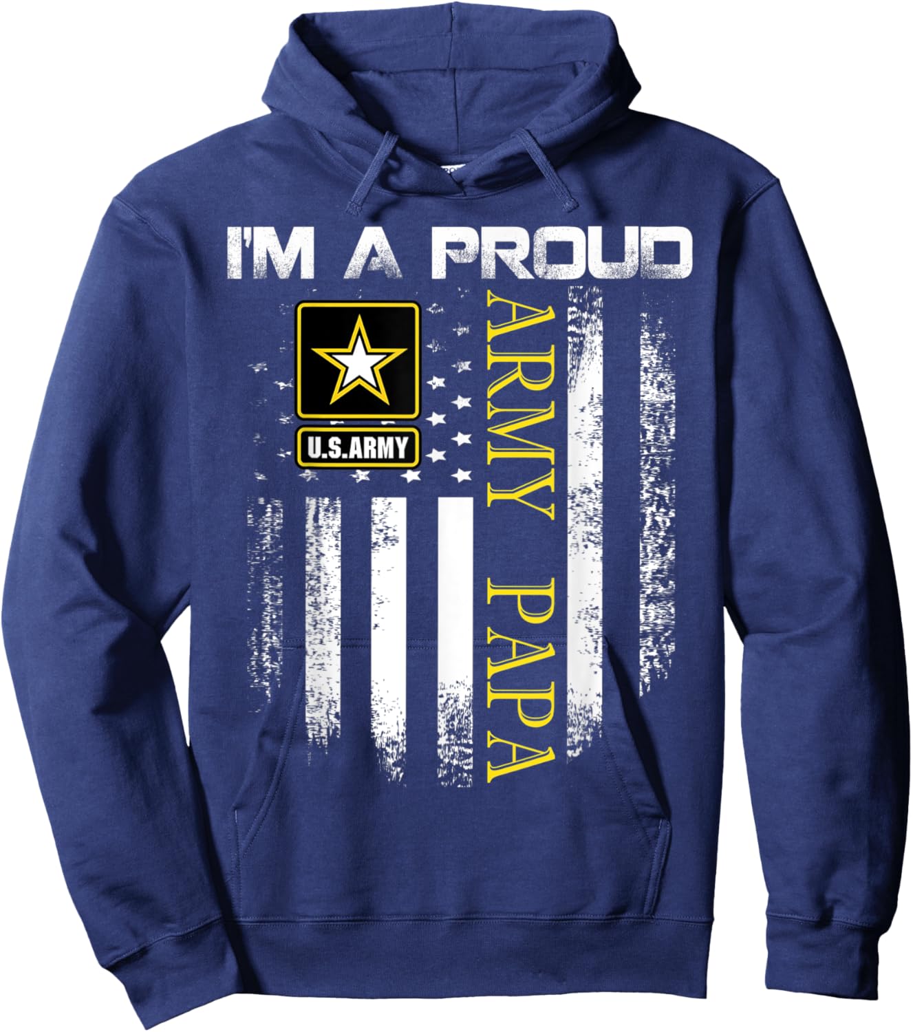 Vintage I'm A Proud Army Papa With American Flag Gift Hoodie - Hoodie | Navy