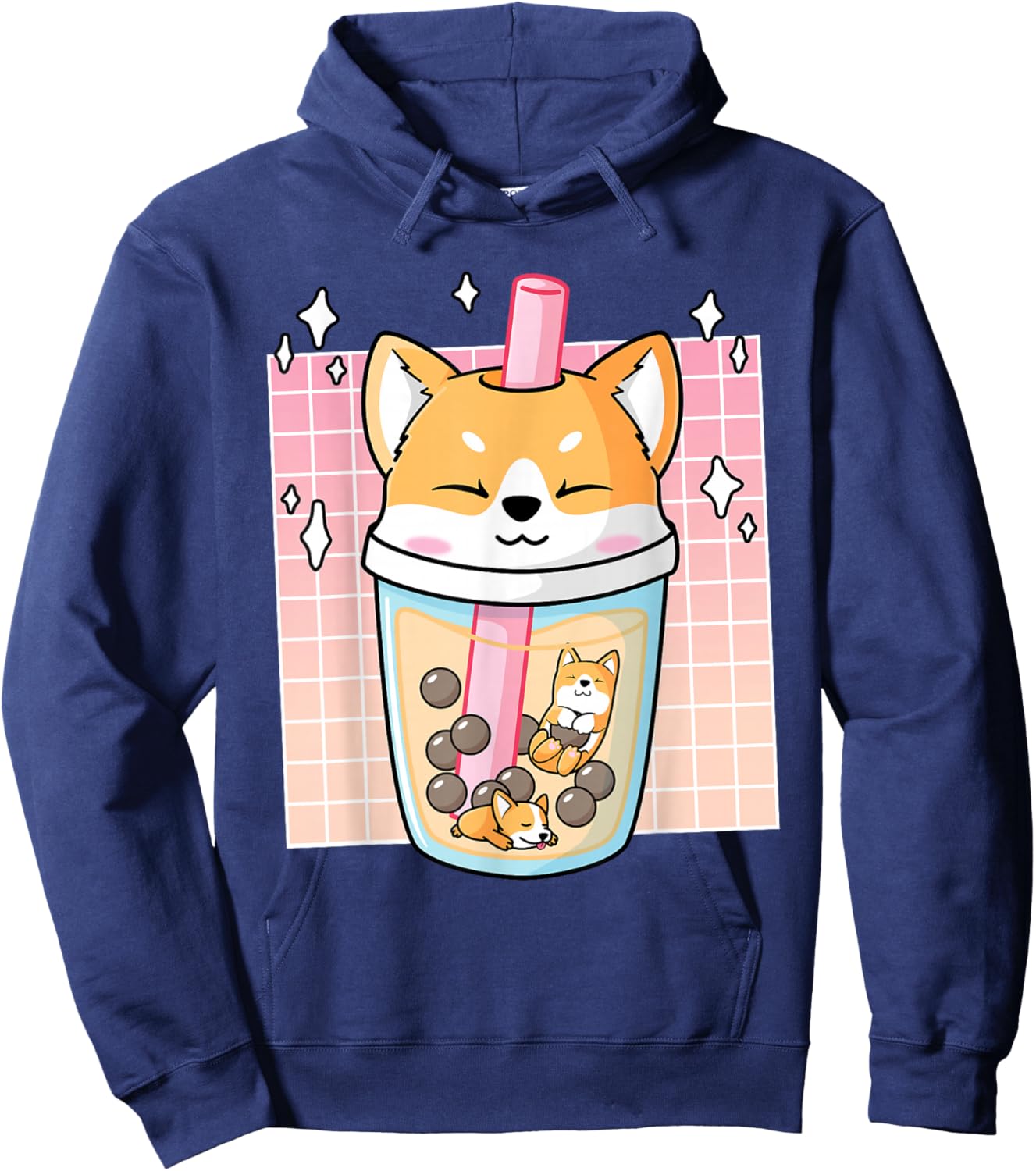 Kawaii Shiba Inu Dog Bubble Tea Boba Japan Corgi Hoodie - Hoodie | Navy
