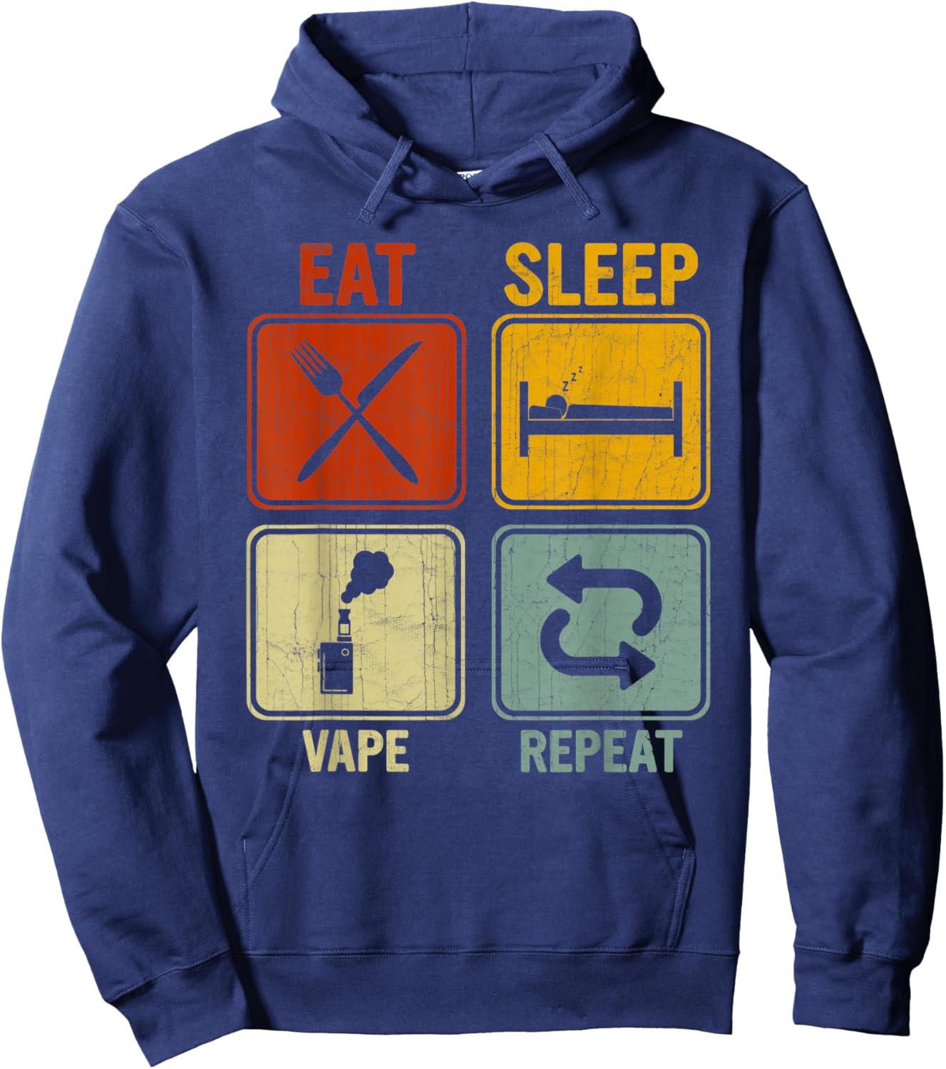 Sarcastic Retro Design For Vape Lover Eat Sleep Vape Repeat Hoodie - Hoodie | Navy