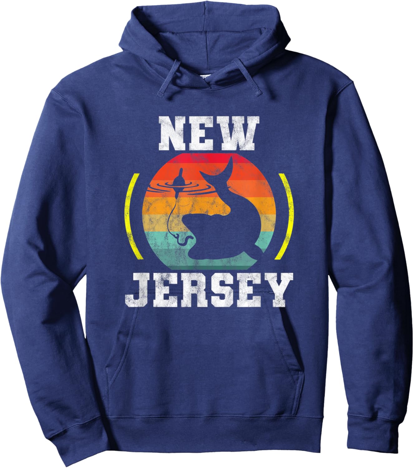 New Jersey - Fishing In The Great State Of NJ - Retro Hoodie - Hoodie | Navy