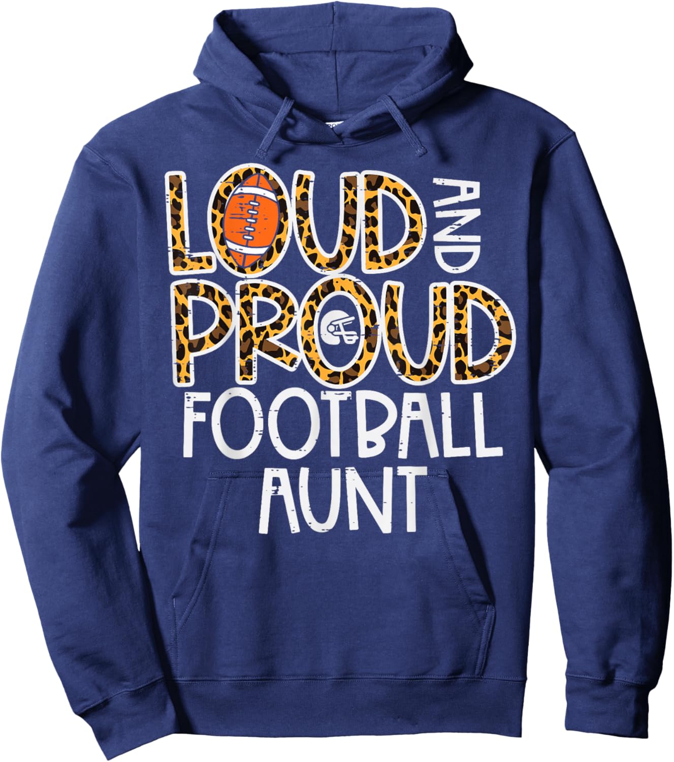 Leopard Loud & Proud American Football Aunt Family Auntie Hoodie - Hoodie | Navy
