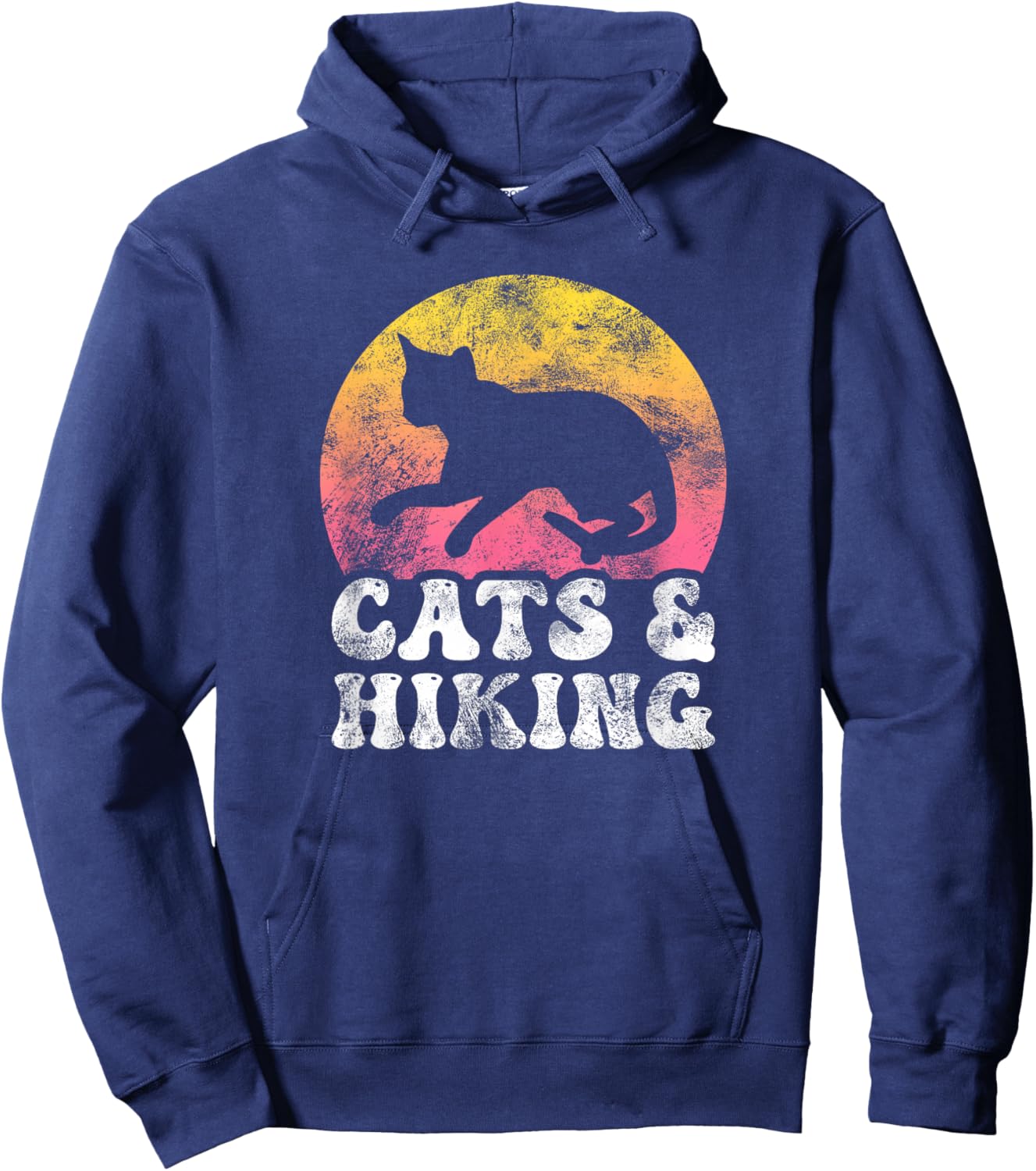 Funny Cats & Hiking Vintage Retro Hobby Hoodie - Hoodie | Navy