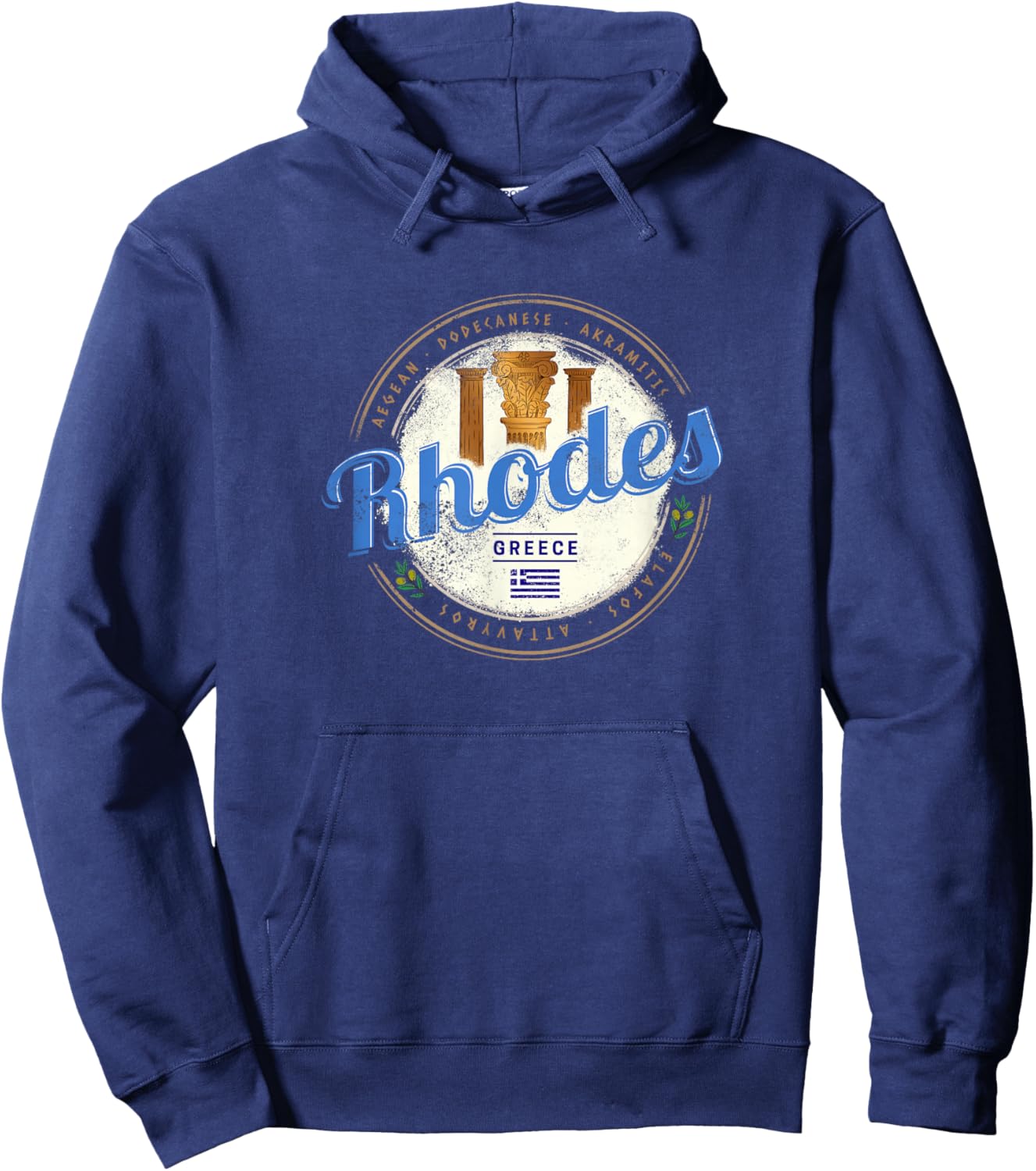 Rhodes Greece Vintage Island Aegean Pillars Souvenir Hoodie - Hoodie | Navy