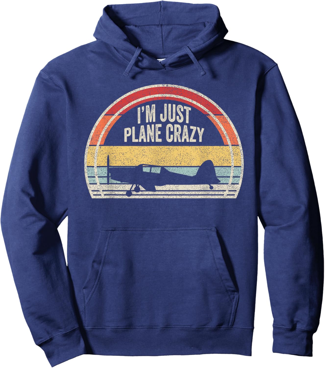 Catch Some Rays Vintage Retro I'm Just Plane Crazy Funny Airplane Pilot - Black, Small Hoodie - Hoodie | Navy